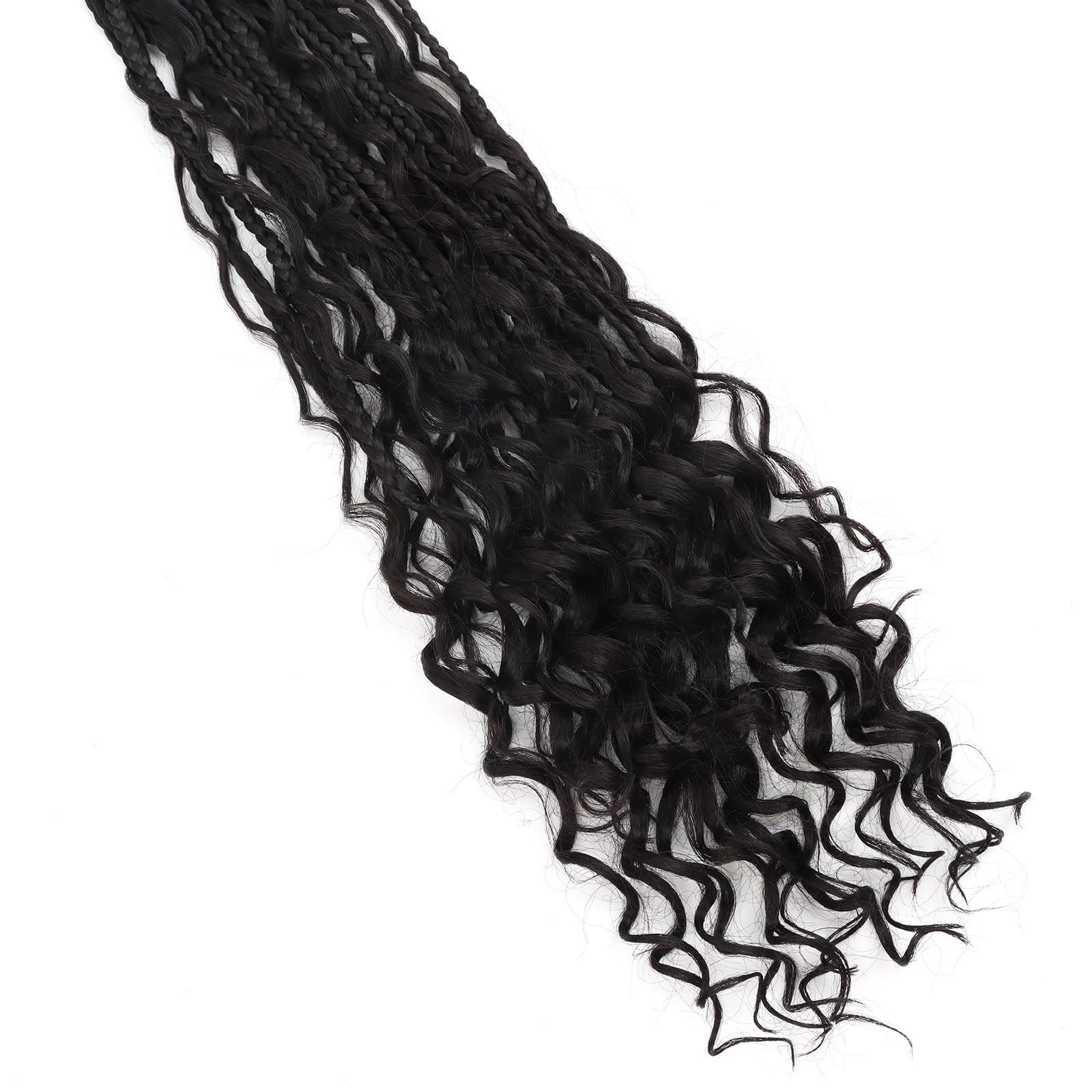 LMZIM 18 Inch 8 Packs Boho Box Braids Crochet Hair Bohemian Crochet Box Braids with Curly Ends Hippie Braids Braiding Hair Godde