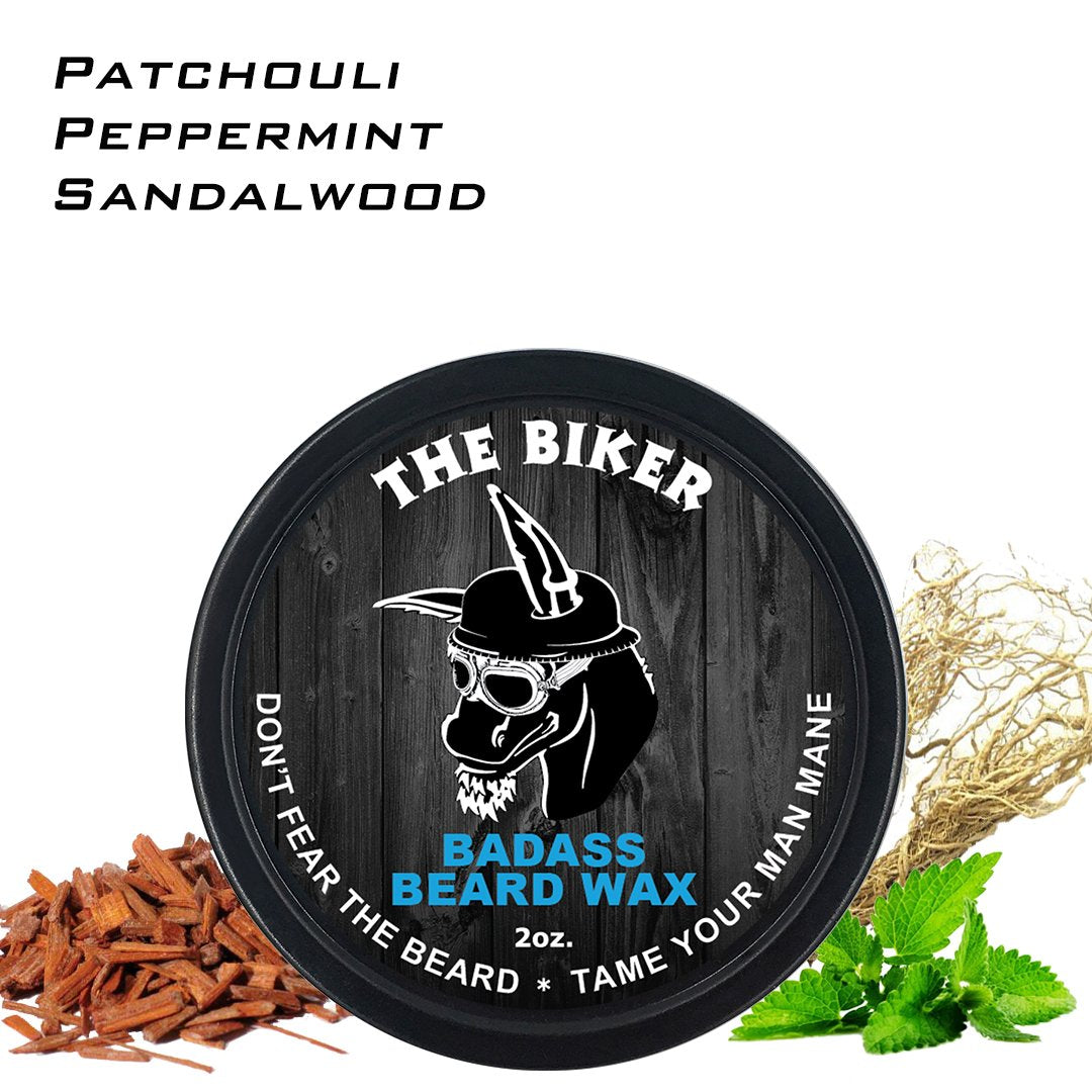 Badass Beard Care Beard Wax For Men - The Biker Scent, 2 Oz - Softens Beard Hair, Leaves Your Beard Looking And Feeling More Den