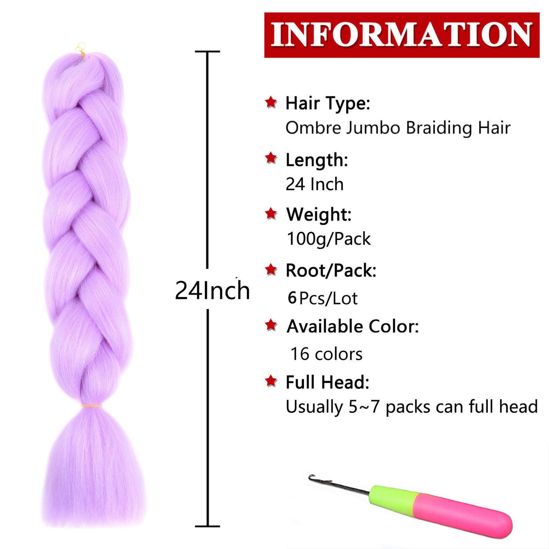 Xtrend 6Pcs 2 Tone Ombre Braiding Hair Crochet Braids 24 Inch Synthetic Hair Extensions Jumbo Braiding Hair Extension For Box Br