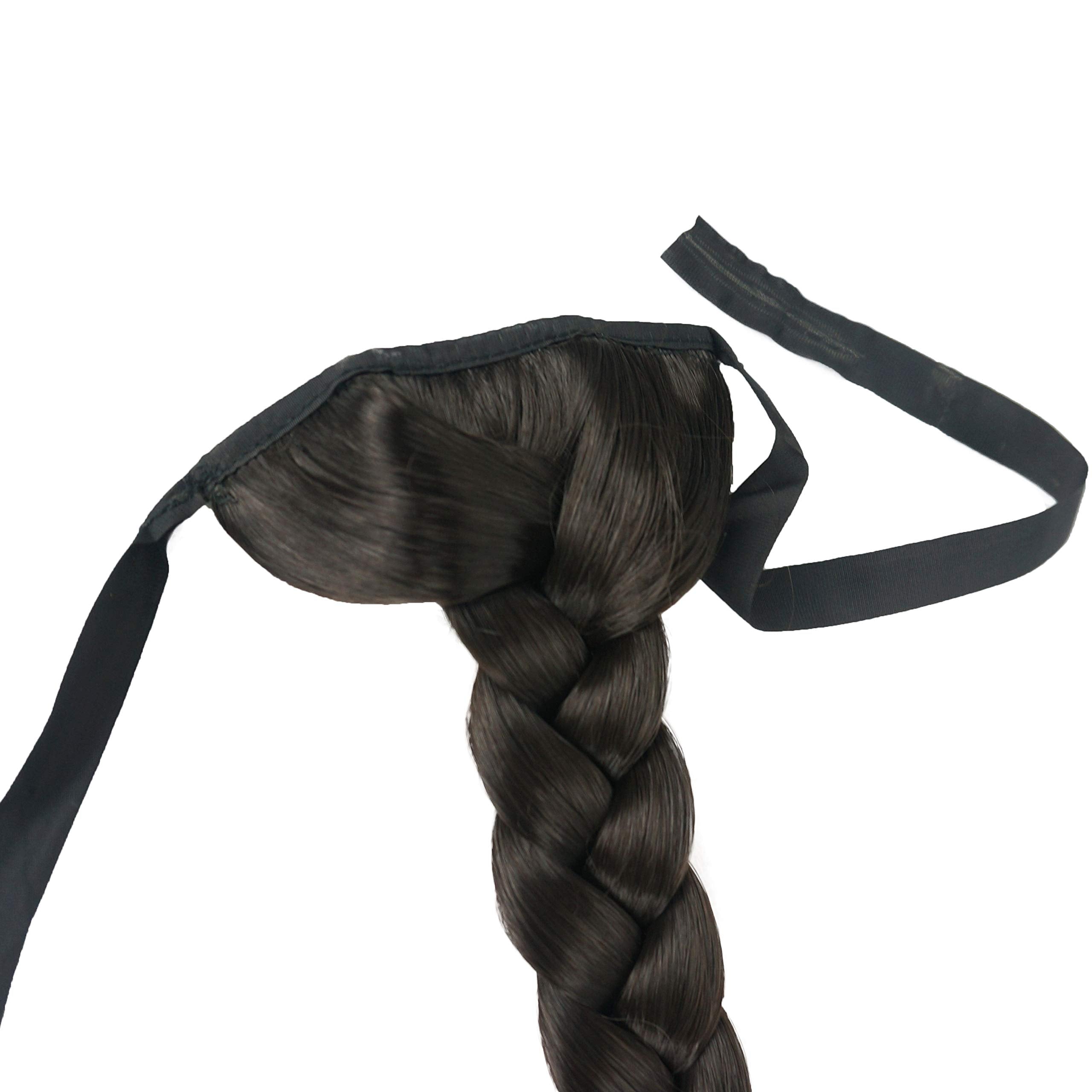 Lydell 24'' Long Fishtail Braid Wrap Around Ponytail Extension Synthetic Hairpiece #4 Dark Brown