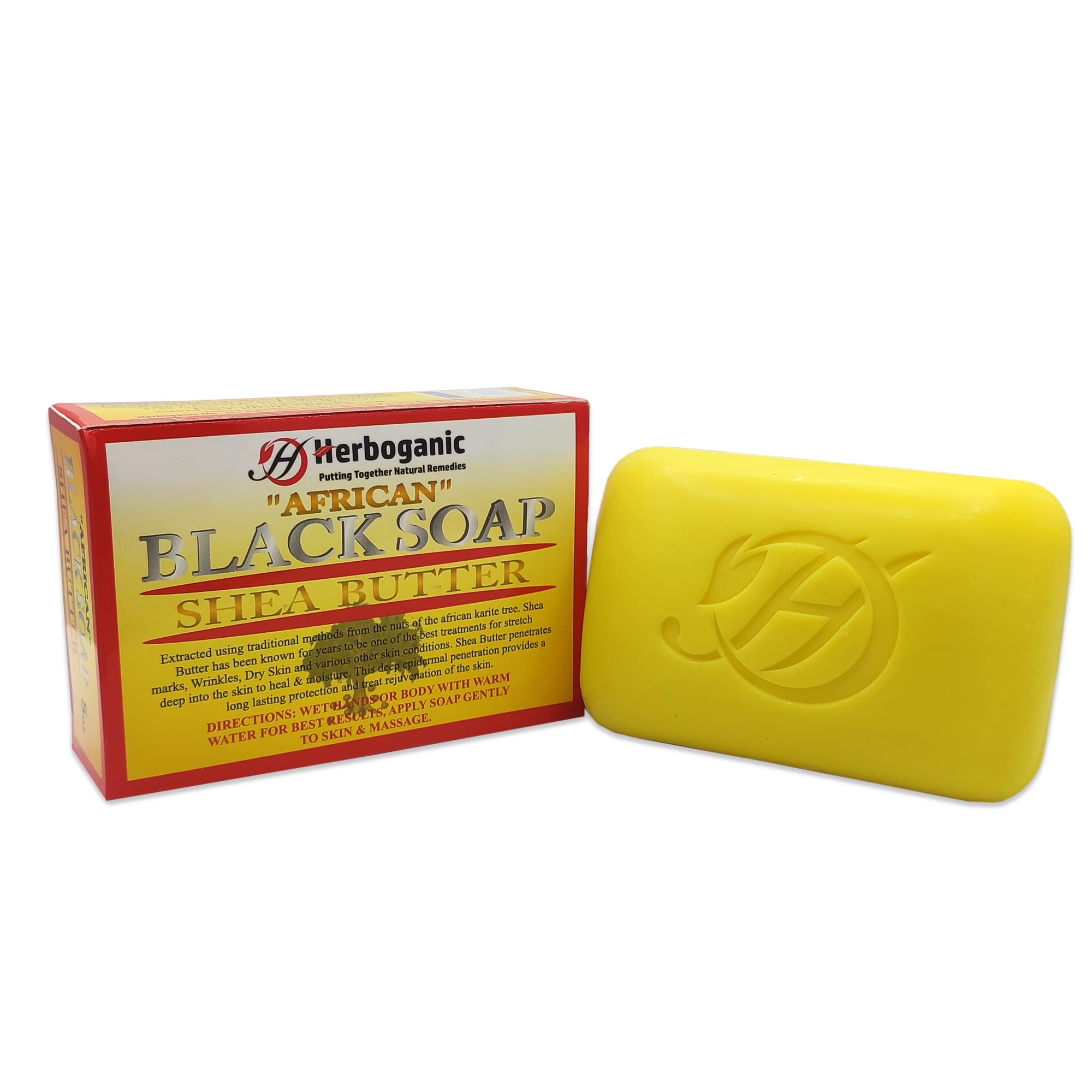 HERBOGANIC African Black Shea Butter Herbal Soap | Pack of 1 of 5oz soap Bar | Natural Soap Bar| Rejuvenating and Nourishing | G