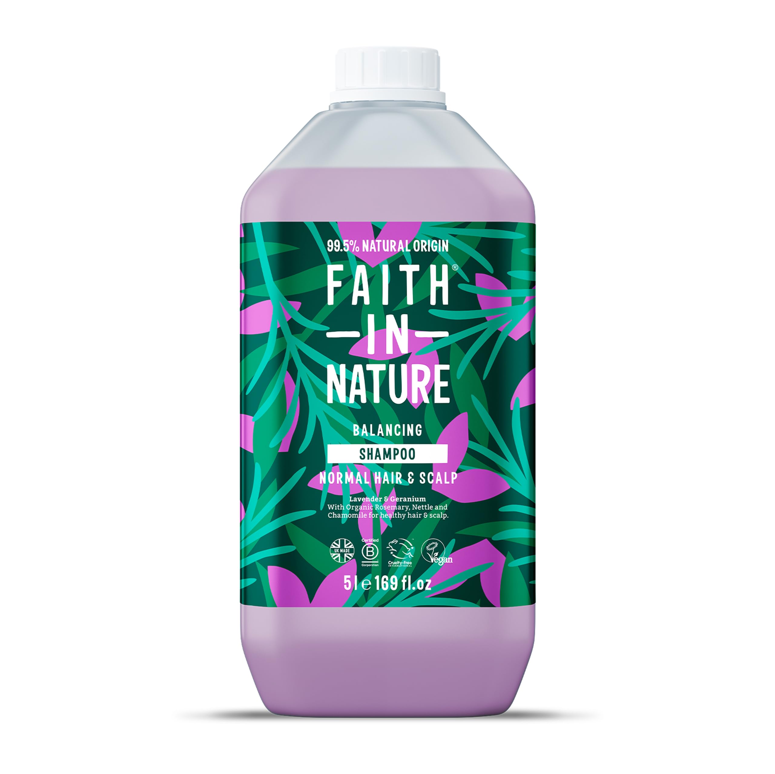 FAITH IN NATURE Natural Shampoo - Vegan & Cruelty Free, No SLS or Parabens - 169 fl oz Refill Pack, Lavender & Geranium