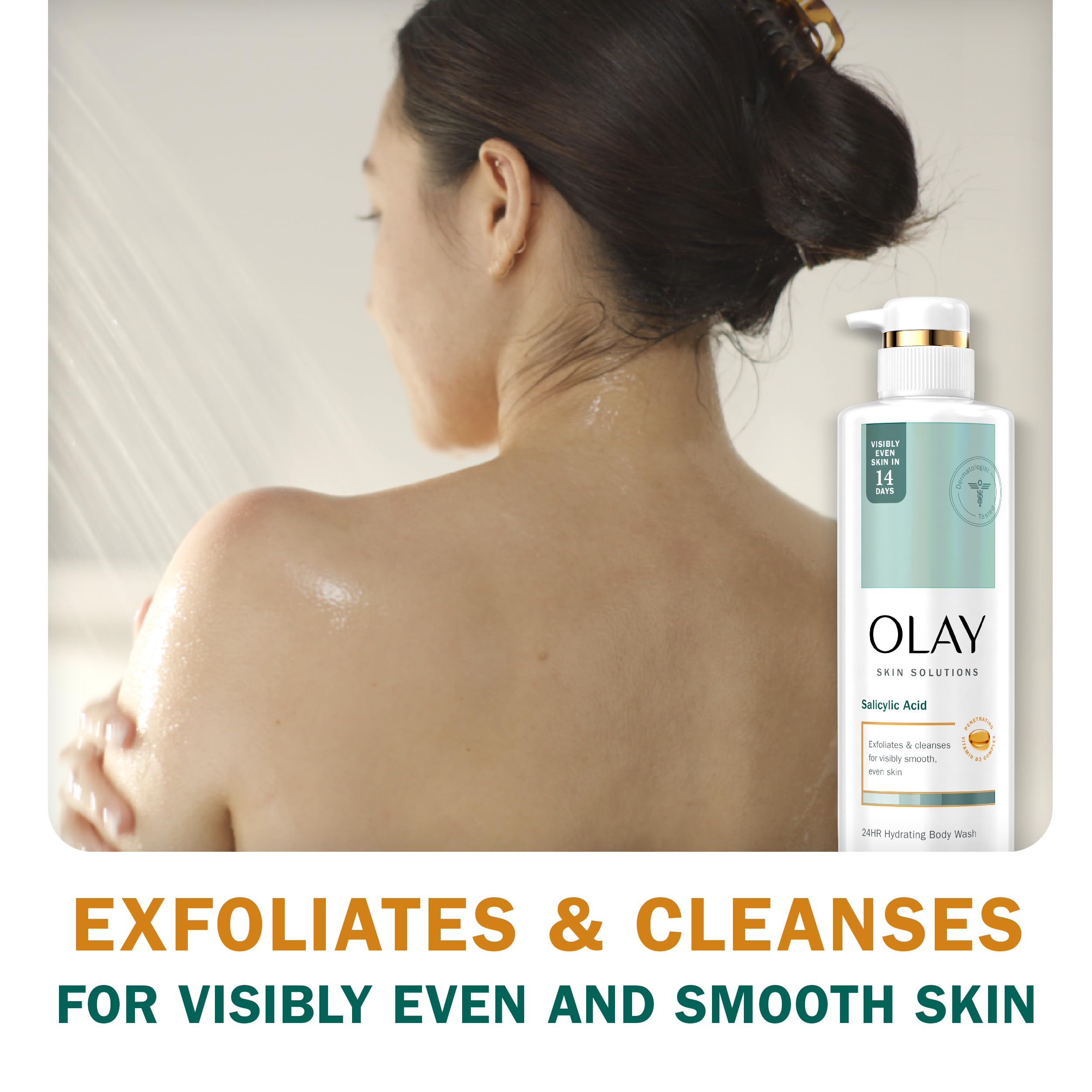 Olay Skin Solutions Hydrating Body Wash for Women with Salicylic Acid, 17.9 fl oz (Pack of 4)