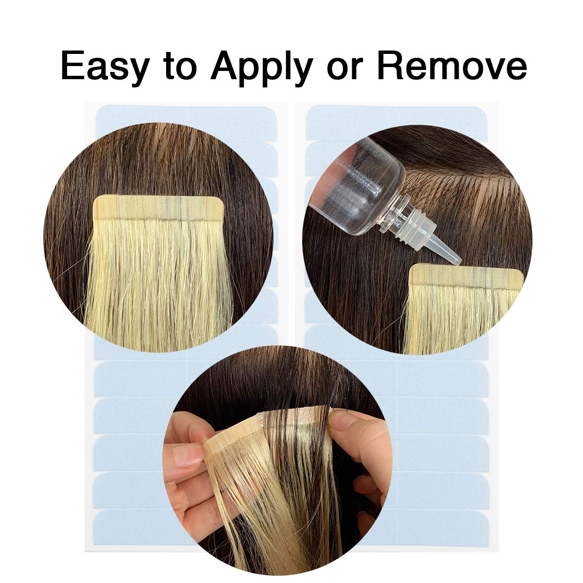 Suyya 60 Pieces Hair Extension Tape Tabs Double Sided Extension Tapes For Replacement 4Cm X0.8Cm (Blue)
