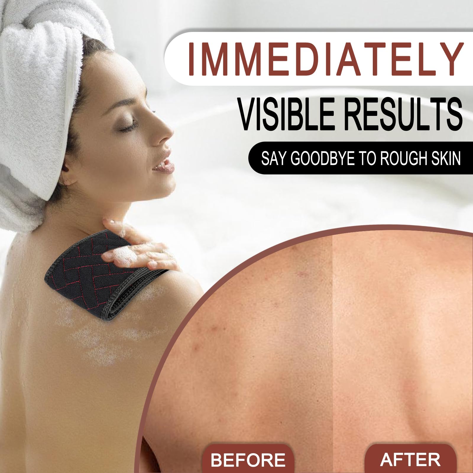 Exfoliating Back Scrubber With Upgraded Handles, 38.5 Inch Double-Sided Body Scrub Bath Exfoliator, Exfoliating Washcloth For Us