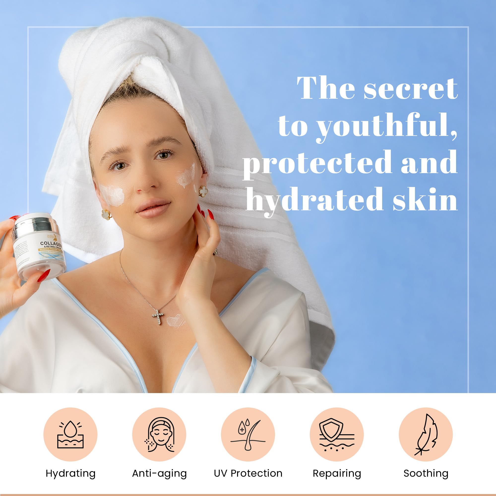 Face Cream With Collagen, Retinol & Hyaluronic Acid-Face Moisturizer With Spf 50+ Mineral Sunscreen- Wrinkle Repair Anti Aging M