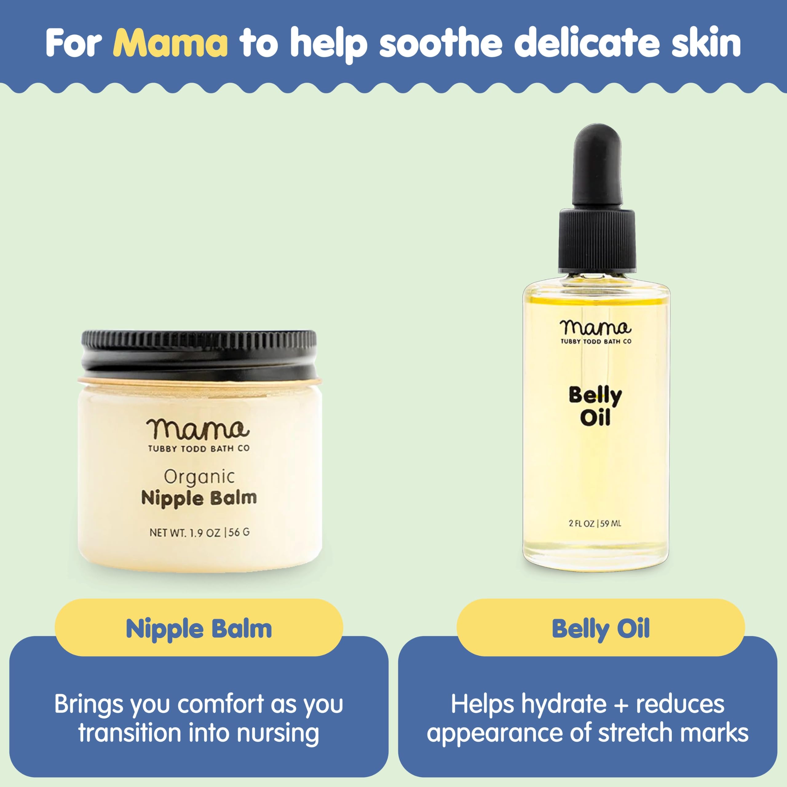 Tubby Todd New Baby & Mom Sensitive Skincare Kit - The Mama + Baby Gift Set - Baby Shampoo and Body Wash 8.5 Oz, All Over Ointme