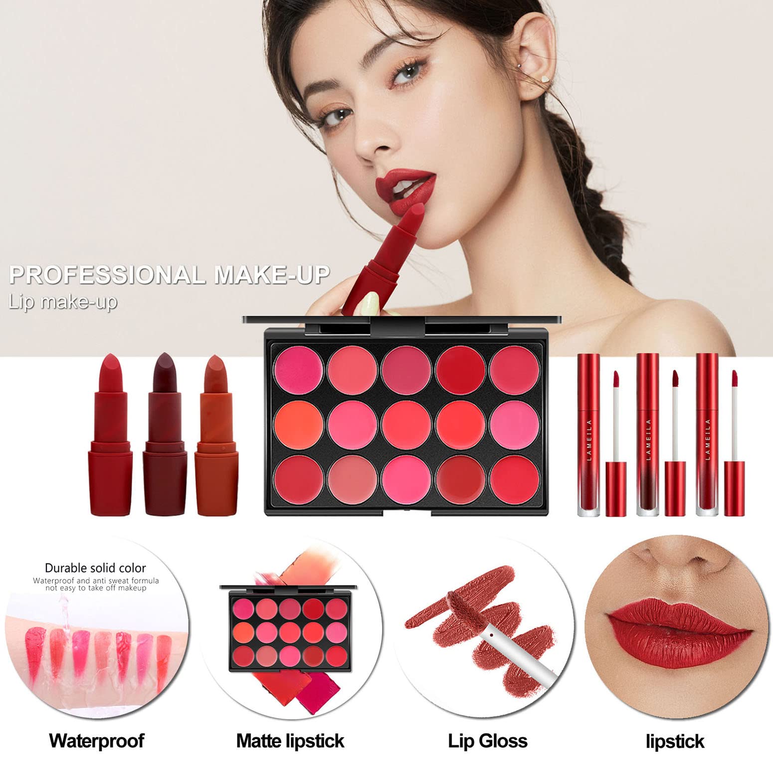 MISS ROSE M All In One Full Makeup Kit for Women, Multipurpose Makeup Sets, Beginners and Professionals Alike, Easy to Carry(Pin
