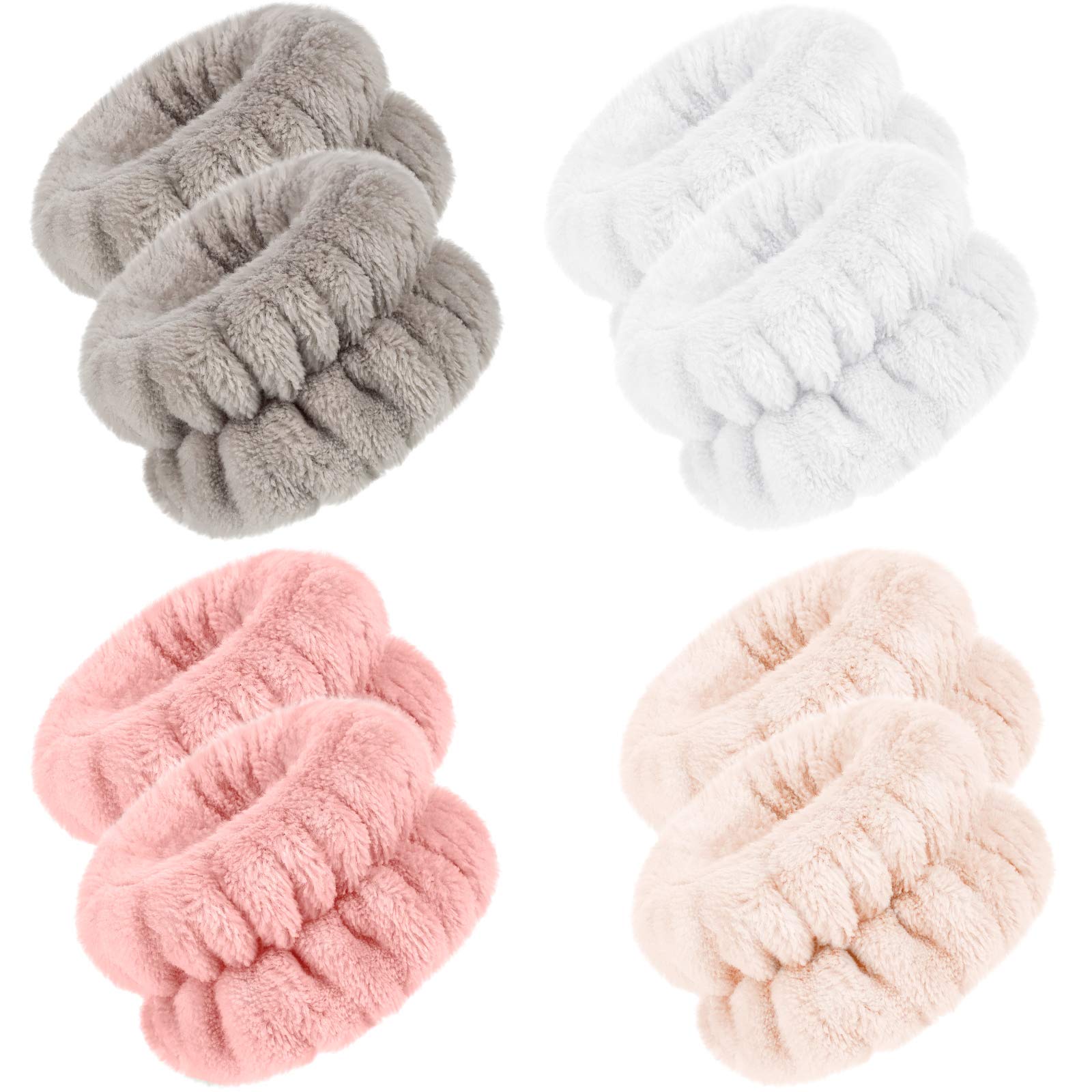 4 Pairs Wrist Spa Washband Microfiber Wrist Wash Towel Band Wristband Scrunchies For Washing Face Absorbent Wrist Sweatband For