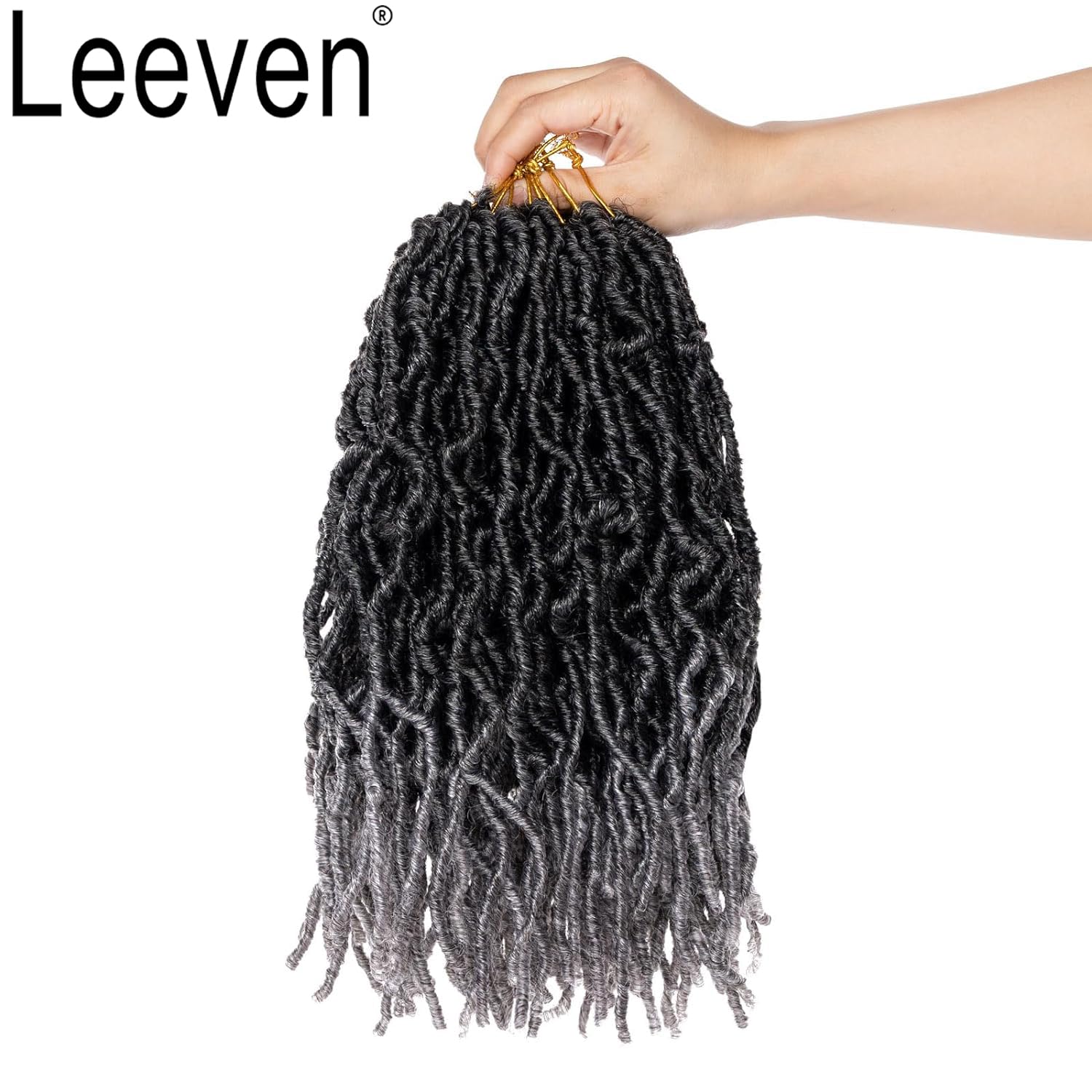 Leeven 108 Strands Ombre Grey Soft Locs Crochet Hair 12 Inch 6 Packs Pre Looped New Faux Locs Dreadlocks Crochet Locs Braids Hai