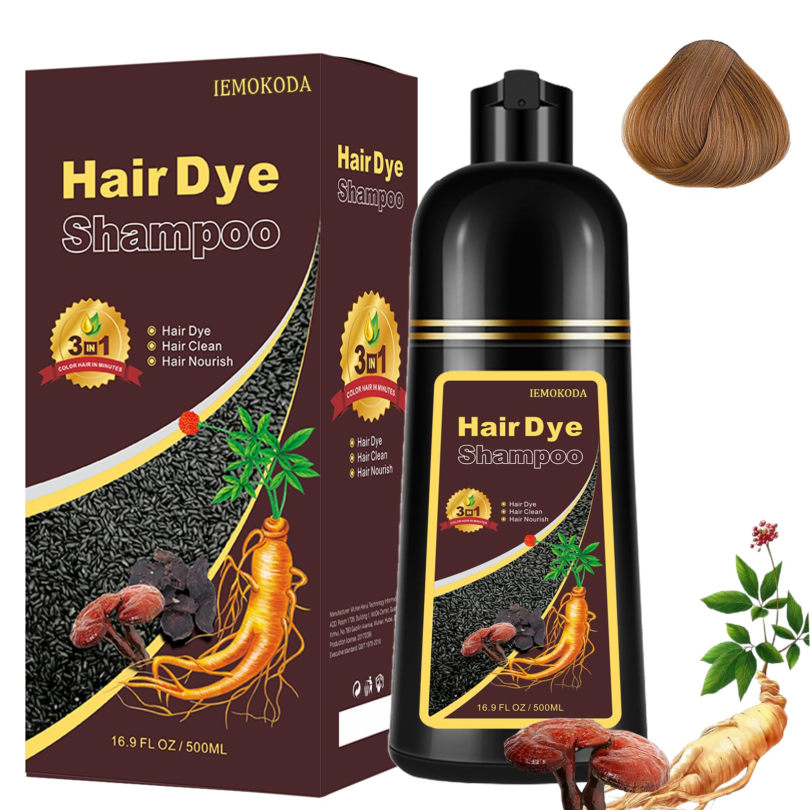 NCEPROHR Blonde Brown Hair Color Shampoo - Instant, Long Lasting Brown Hair Dye Shampoo 3 in 1 for Women & Men, Herbal Brown Sha