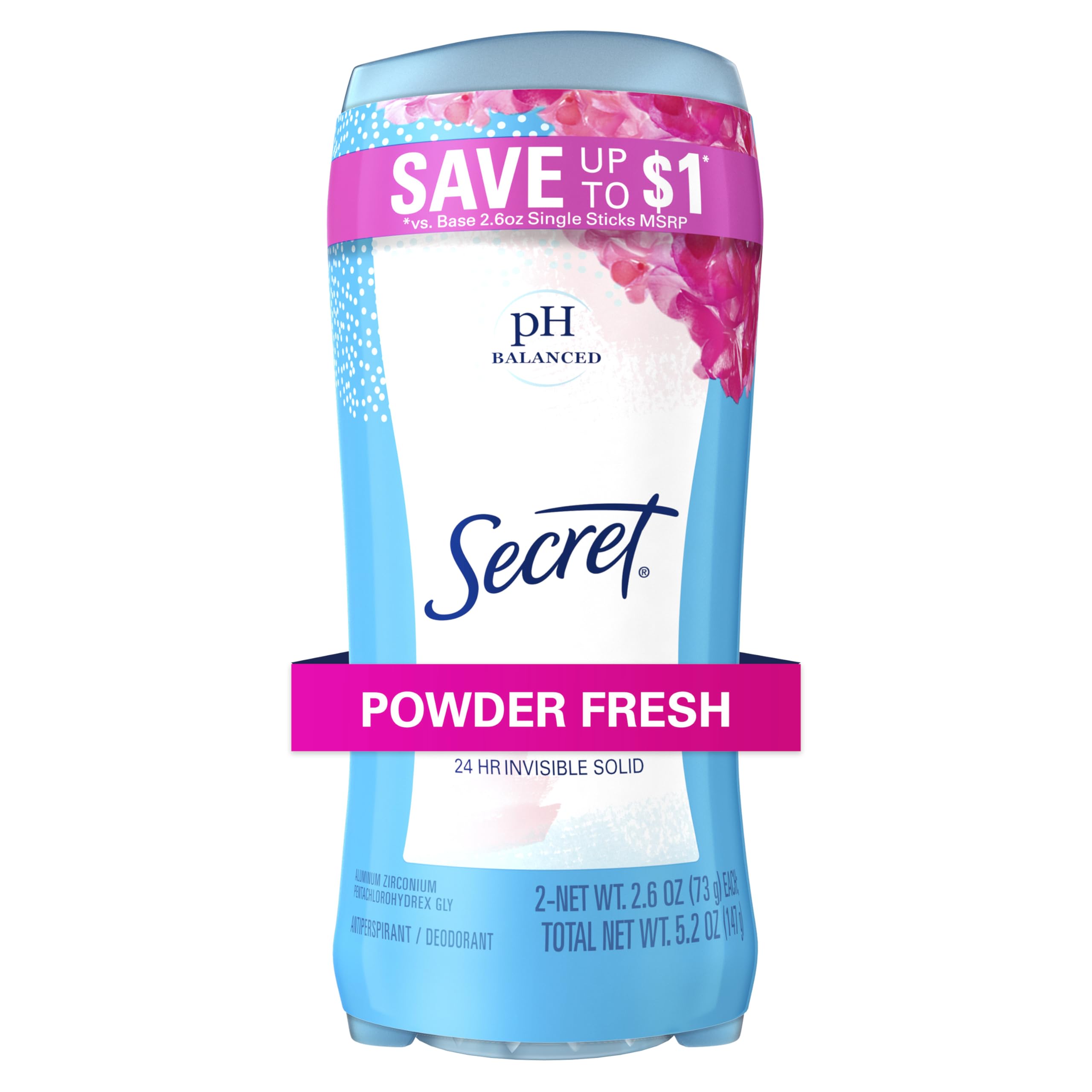 Secret Original, Fresh, 2.6 oz, Assorted Powder 5.2 Ounce (Pack of 2)