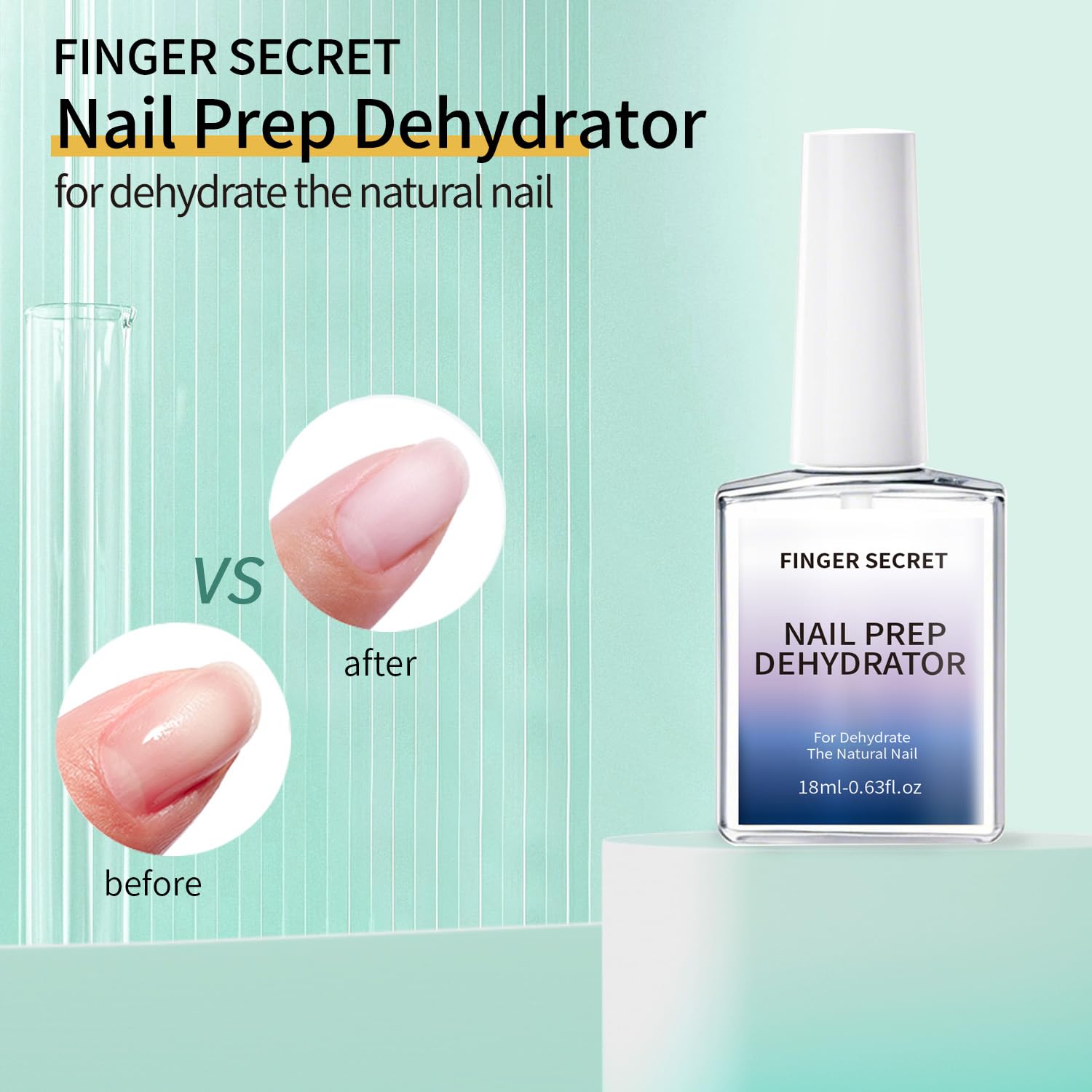 Finger Secret Nail Prep Dehydrator for Gel Polish 18ml/0.6floz, Fast Dry Primer, Nails Dehydrator for Nail Art Design in Salon o