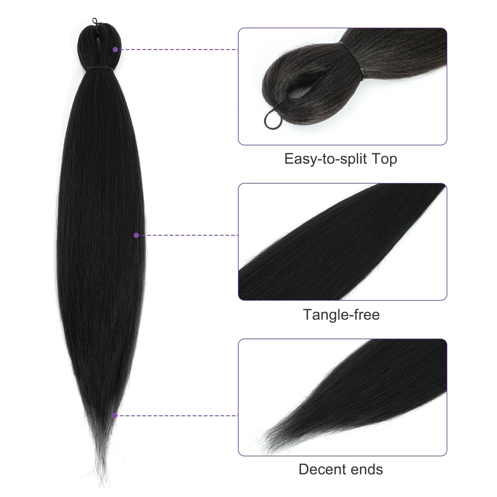 Rosdina Pre-Stretched Braiding Hair - 16 Inch 8 Packs Natural Black Short Braiding Hair For Twist Or Box Braids, Yaki Texture Ho