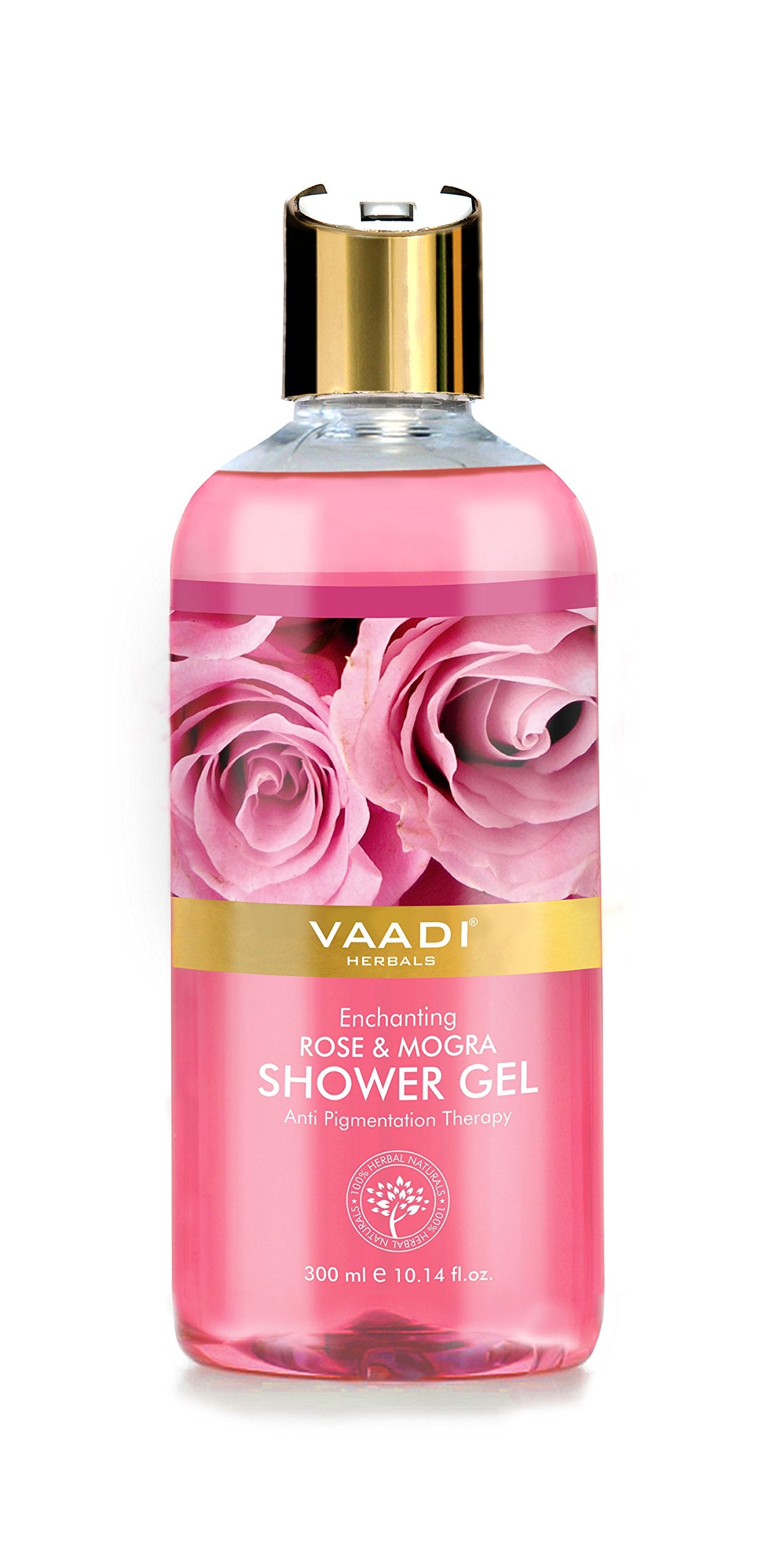Vaadi Herbals Shower Gel - Sulfate-Free - Herbal Body Wash Both For Men And Women - 300 Ml (10.14 Fl Oz) - (Enchanting Rose & Mo