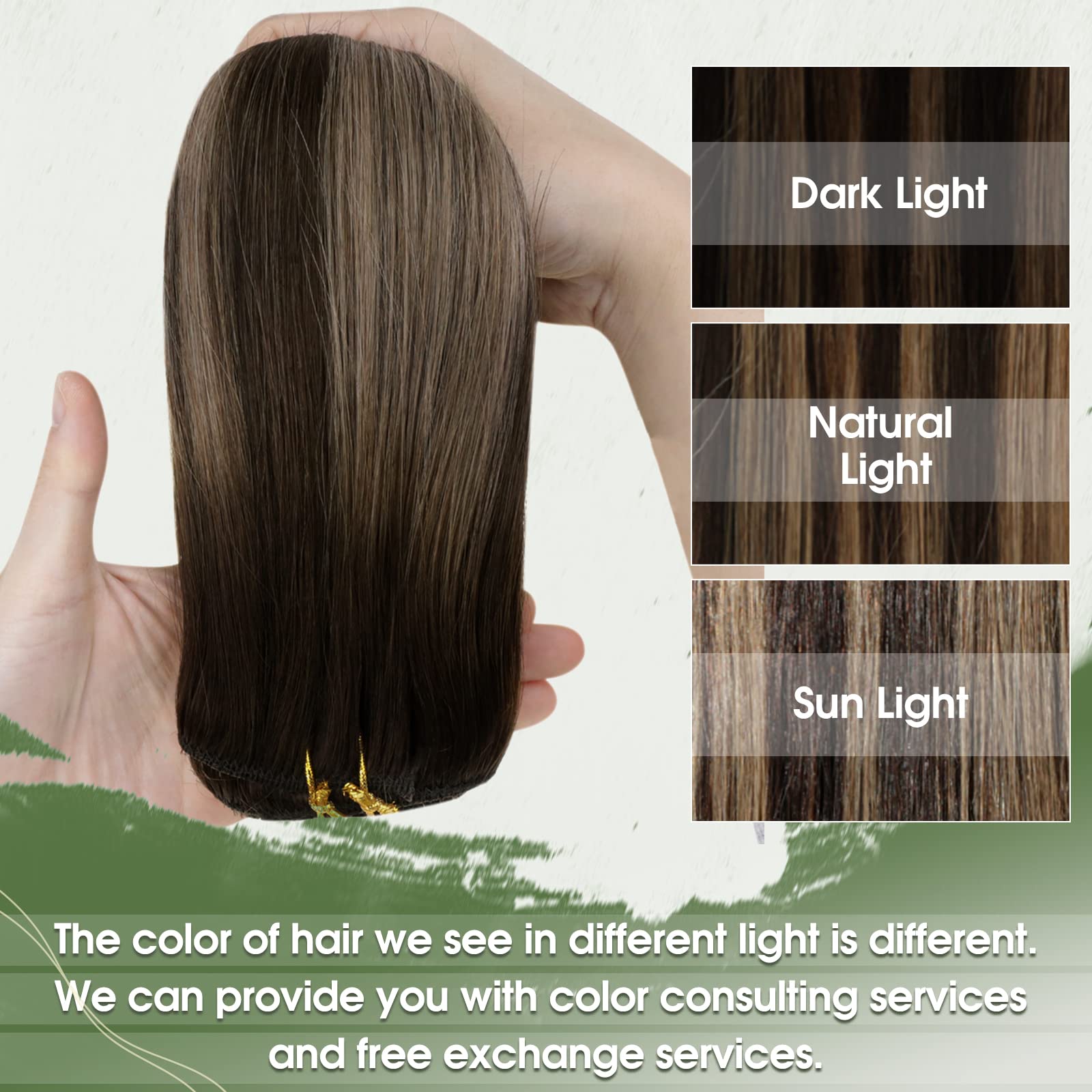 Hetto Brown Hair Extensions Clip In Human Hair Balayage Brown To Ash Brown Clip In Hair Extensions Ombre Brown Human Hair 7Pcs 1