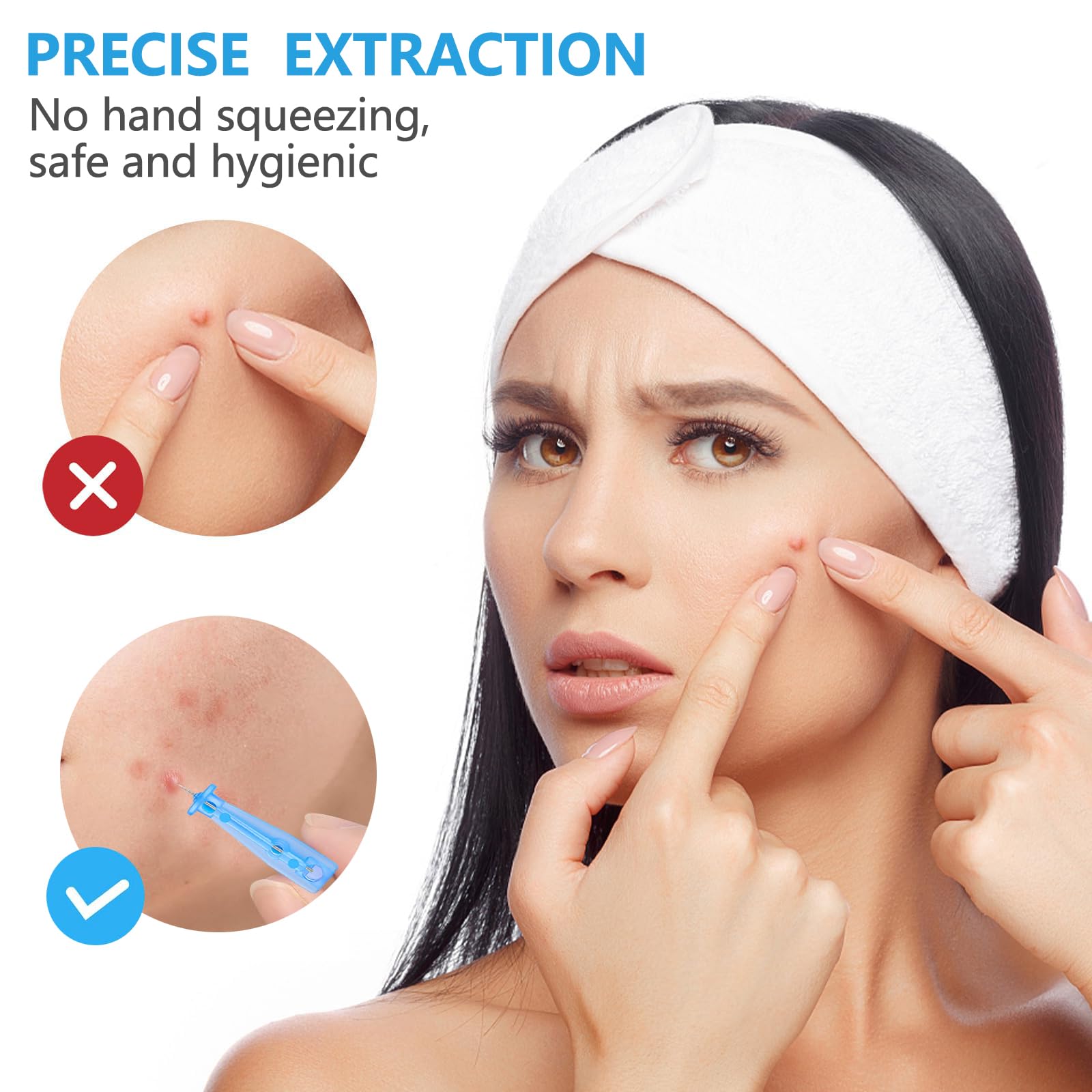 Sterile Needles for Pimples, 50 Pcs Disposable Sterile Pimple Needle and 72 Dots Acne Pimple Stickers, Pimple Popper for Clear S