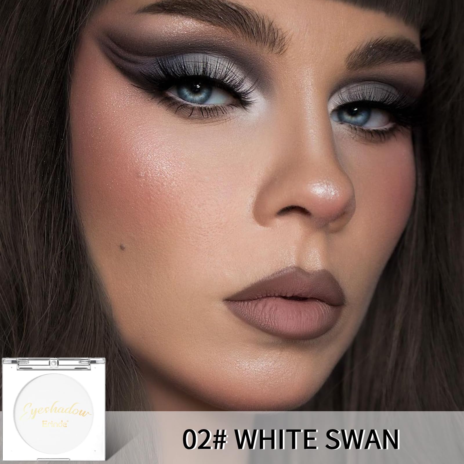 Erinde Single White Matte Eyeshadow Palette, Velvet Eye Shadow Compact Powder Primer Base Makeup, Long-Lasting Eye Makeup, Ultra