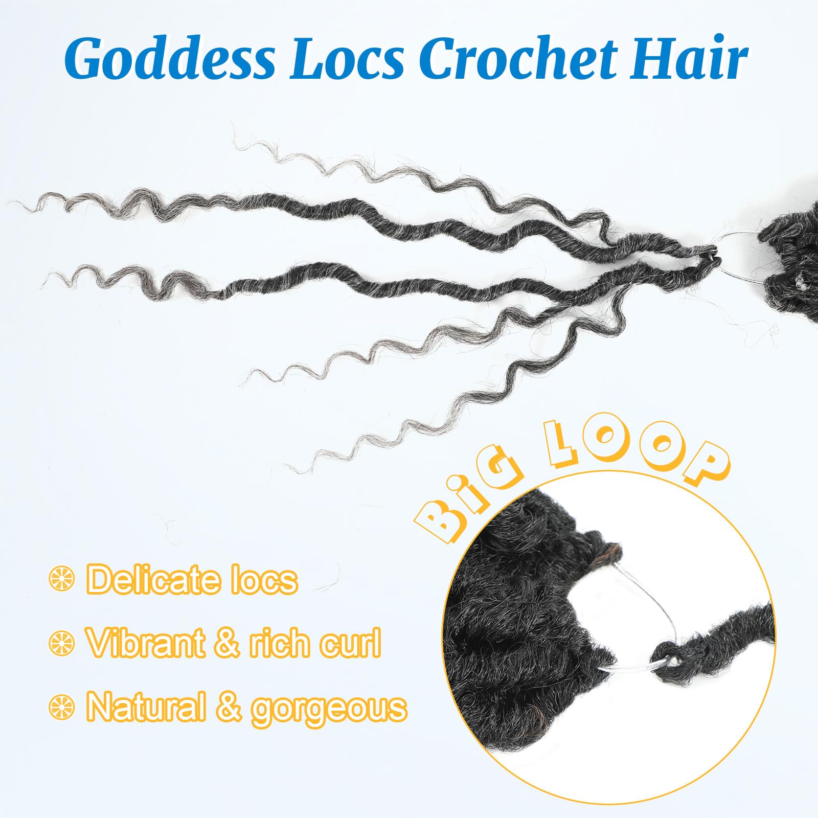 Forevery Faux Locs Crochet Hair 12 Inch Goddess Locs Crochet Hair 6 Packs Prelooped Crochet Hair For Black Women Grey Crochet Lo