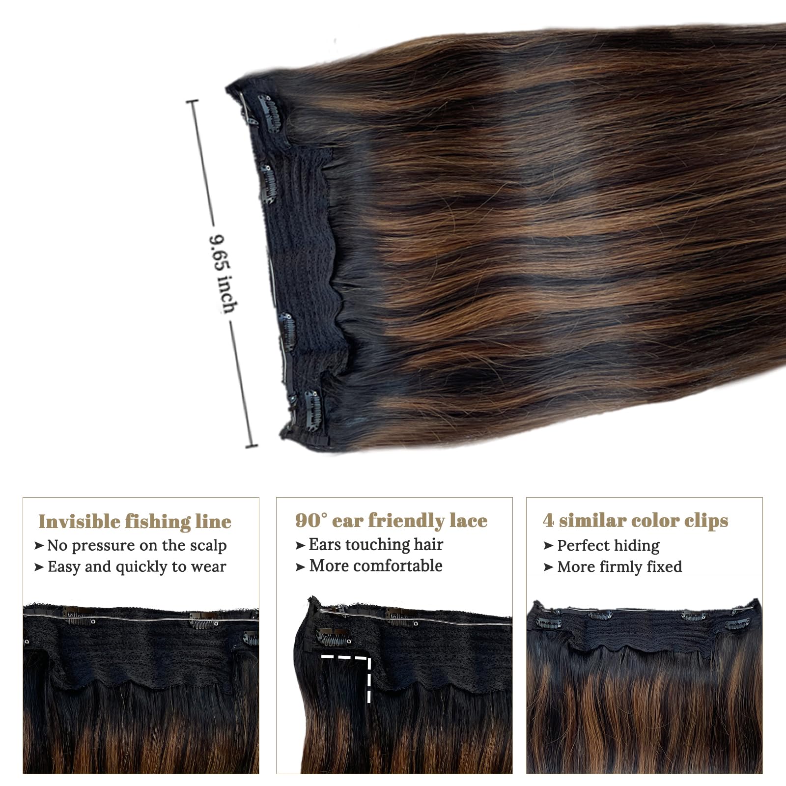 20Inch 100G Human Hair Halos Extensions Ombre Black To Chestnut Brown Balayage Halos Hair Extensions Real Human Hairblack With B