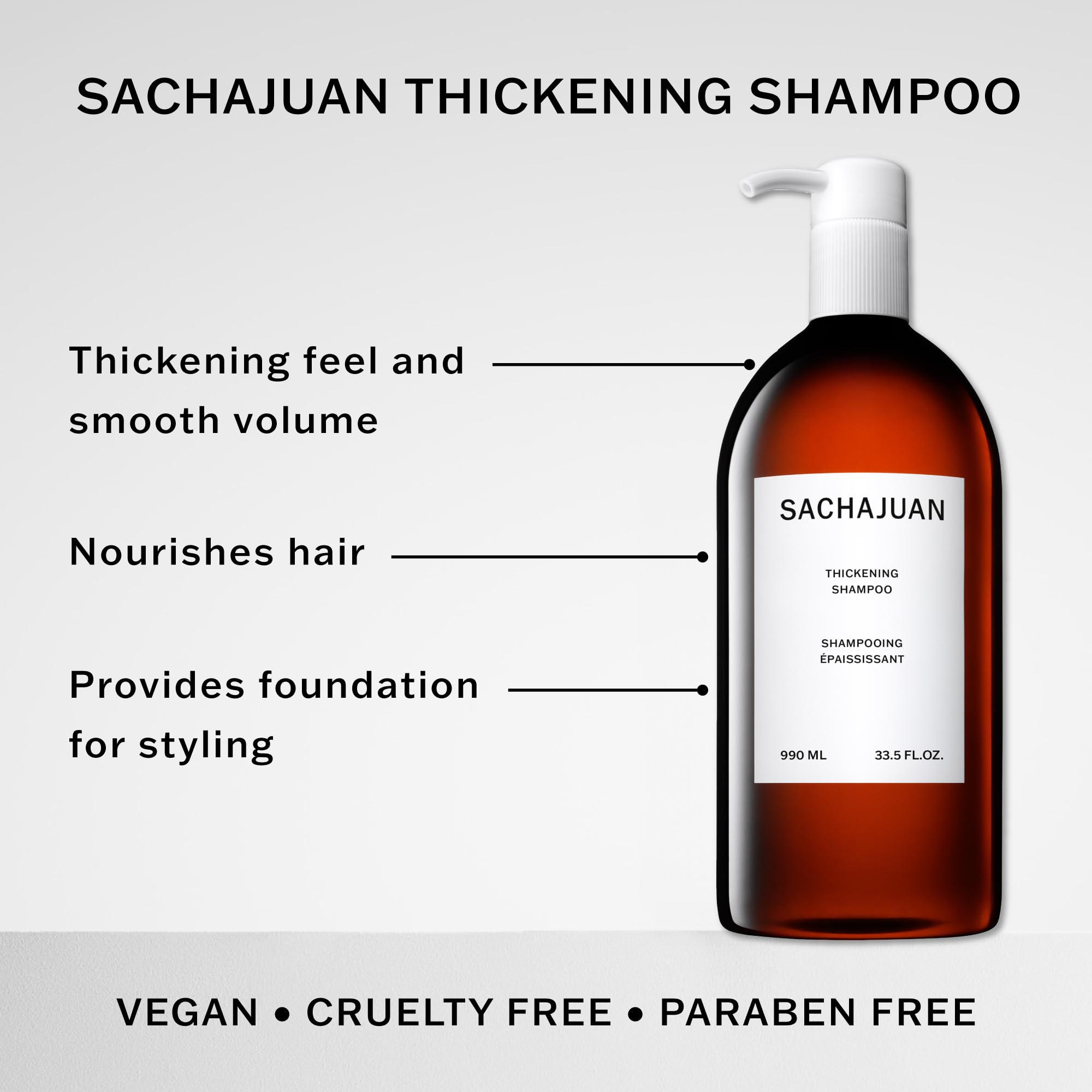SACHAJUAN Thickening Hair Shampoo, Volumizing, Heat & UV Protectants, Shine & Smooth Volume, Paraben-Free, 33.5 fl oz