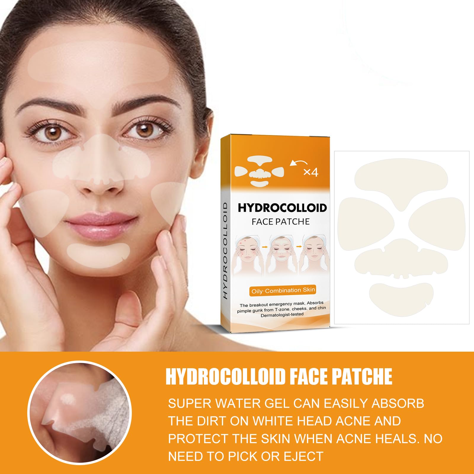 20PCS Hydrocolloid Acne Clearing Patches for Full-Face Spot Coverage - Absorbing Clearing Skin Care for Pimples and Blemishes