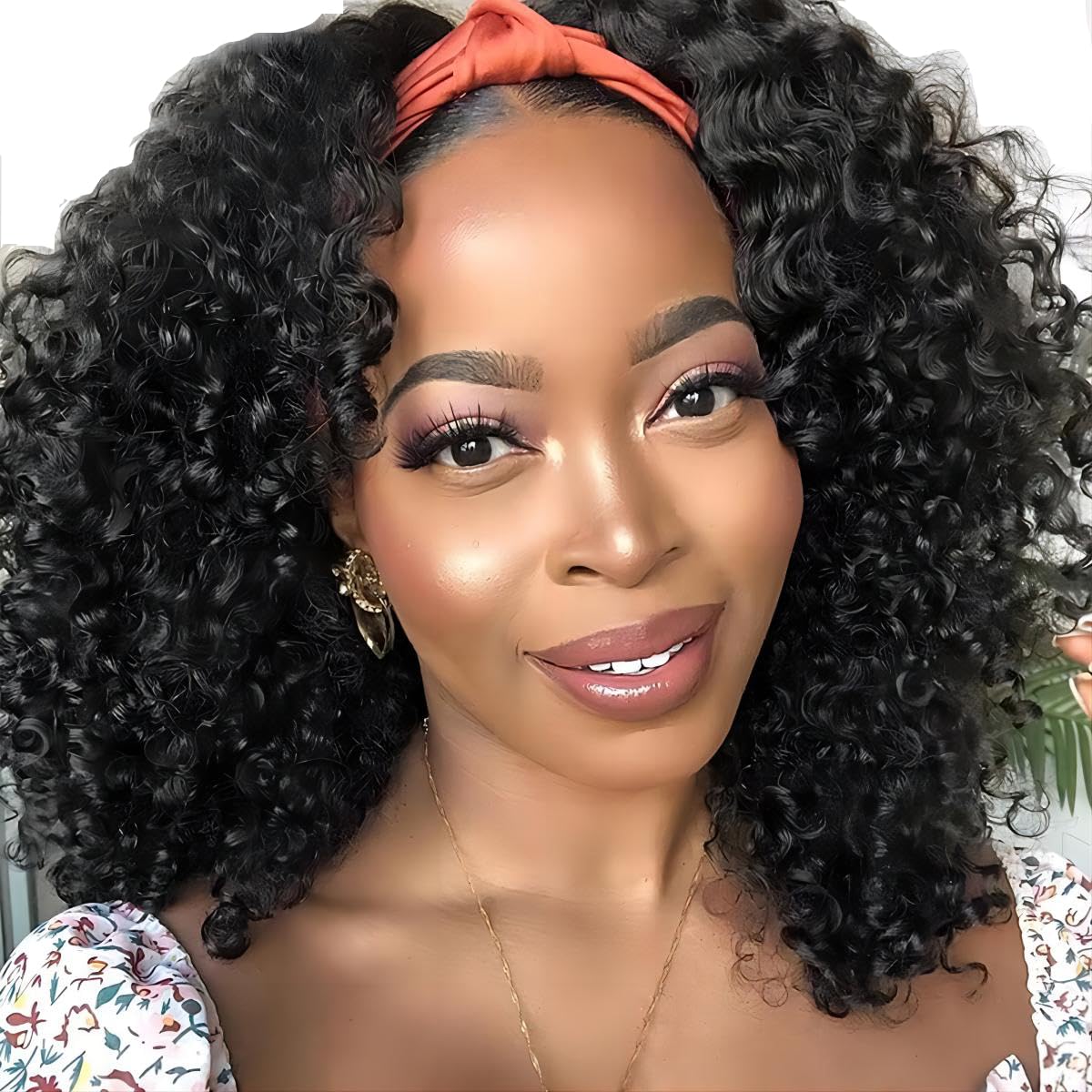 ISEE Headband Wig Human Hair Kinky Curly Human Hair Wigs for Black Women Glueless None Lace Front Wigs 180% Density 24inch
