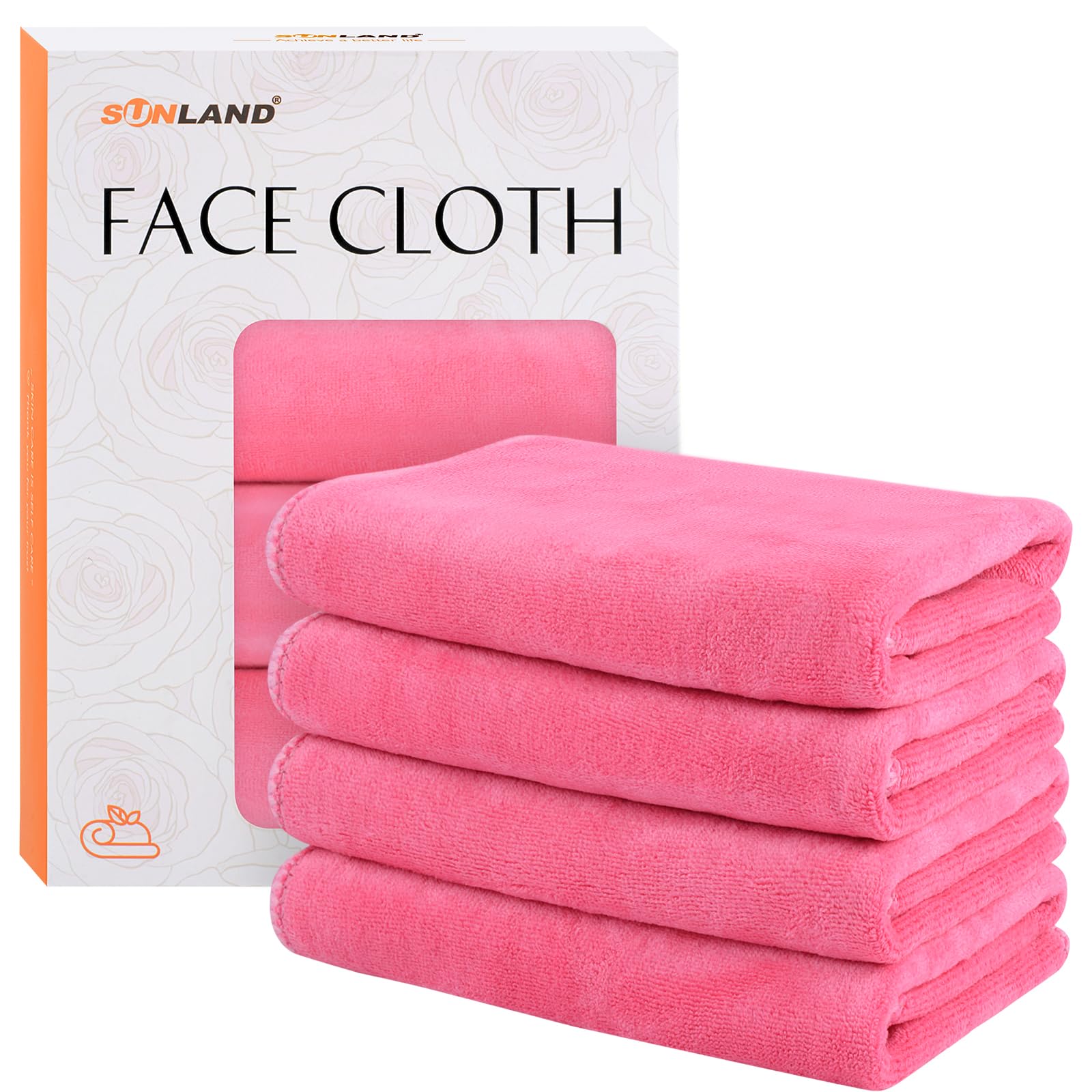 SUNLAND Microfiber Face Cloths Reusable Makeup Remover Cloths 12inch x 12inch Absorbent Face Wash Cloth Soft Washcloth with Frie
