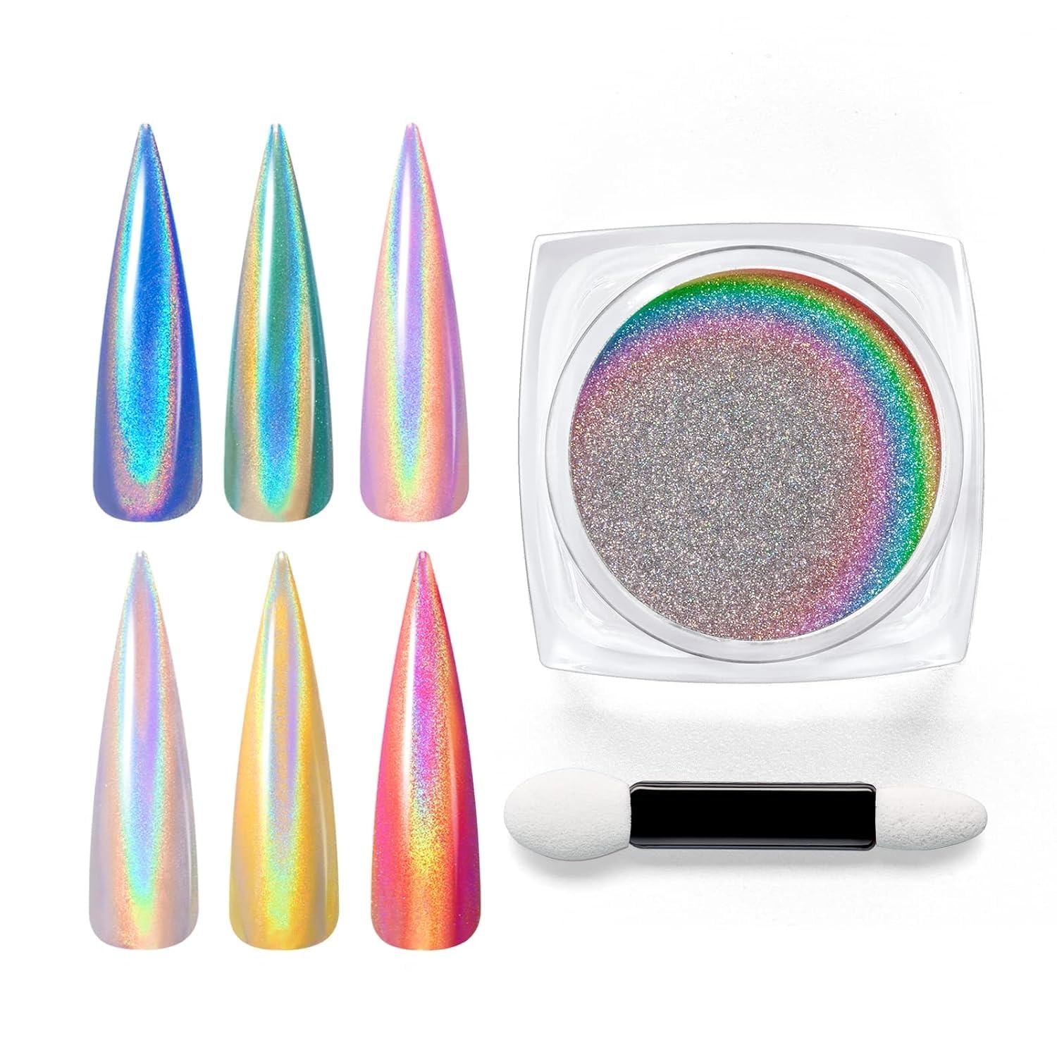 Beetles Chrome Nail Powder Metallic Mirror Effect Holographic Aurora Iridescent Nail Art Decoration for Gel Polish Glitter Premi