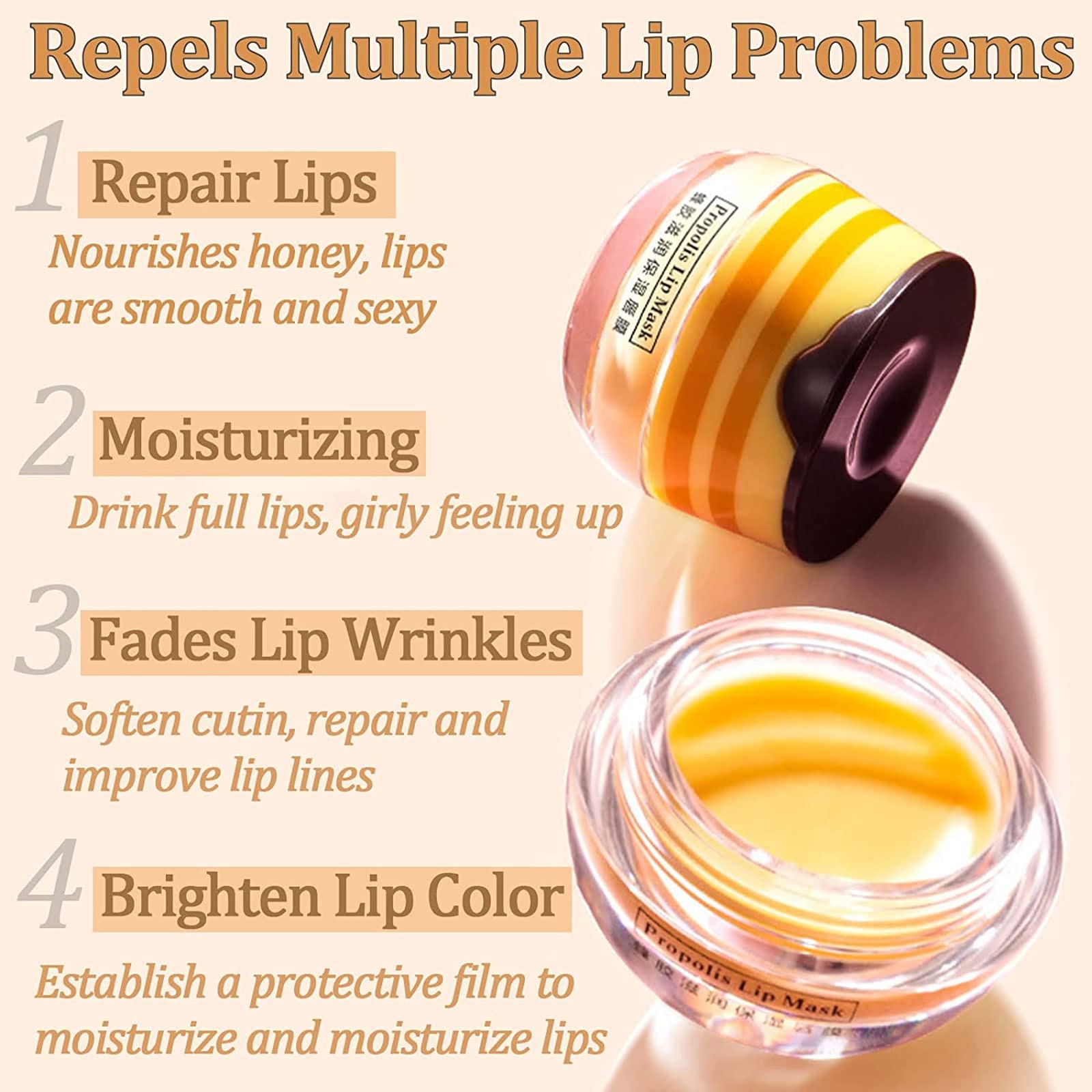 Loobexery 2 Pack Bee Lip Balm - Honey & Strawberry Moisturizing 0.2 oz, Hydrating Lip Mask, Prevents Dry & Cracked Lips