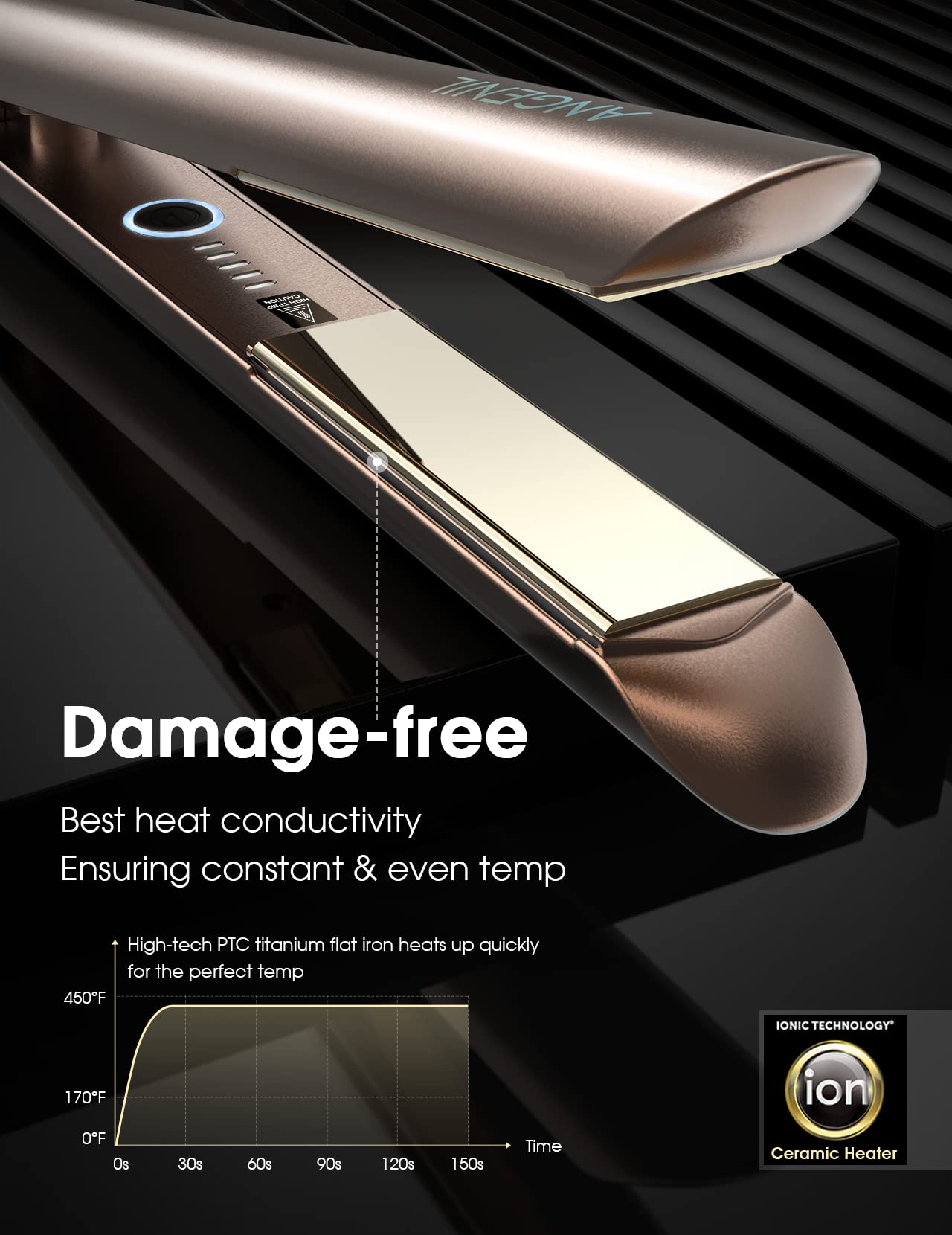 ANGENIL Nano Titanium Flat Iron Hair Straightener and Curler 2 in 1, Straightening Curling Hair Styling Irons for Women All Hair