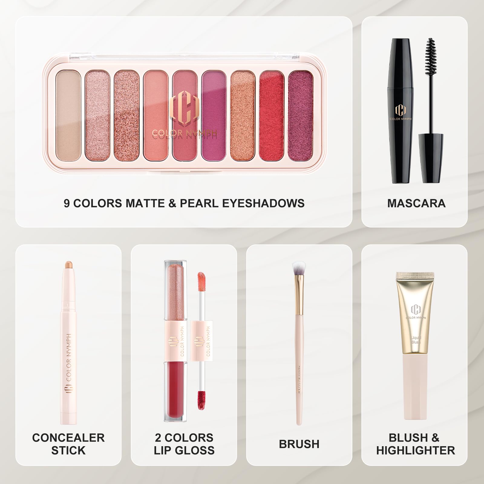 Color Nymph All In One Makeup Kit For Teens And Girls With Waterproof Handbag Makeup Kit Included 9 Colors Matte And Pearl Eyesh