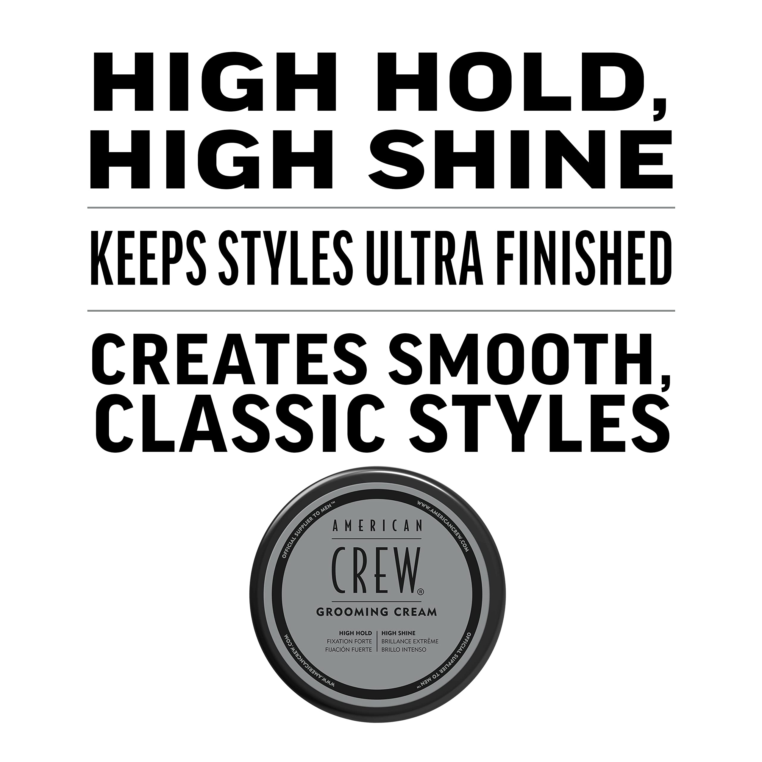 American Crew Men's Grooming Cream (OLD VERSION), Like Hair Gel with High Hold with High Shine, 3 Oz (Pack of 1)