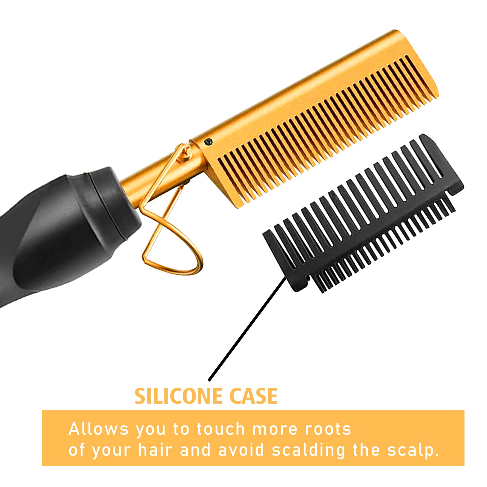 Goiple Electric Hot Comb Hair Straightener, Deluxe Electrical Straightening Comb Curling Iron for Natural Black Hair Wigs Pressi