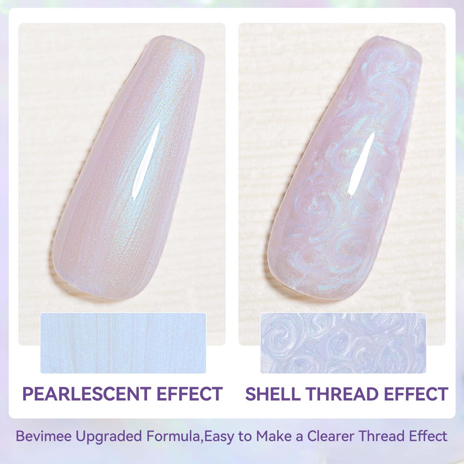 Bevimee Pearl Gel Nail Polish 12Ml Pearlescent Mermaid Iridescent Gel Polish Chrome Aurora Nail Drawing Swirl Shell Thread Effec