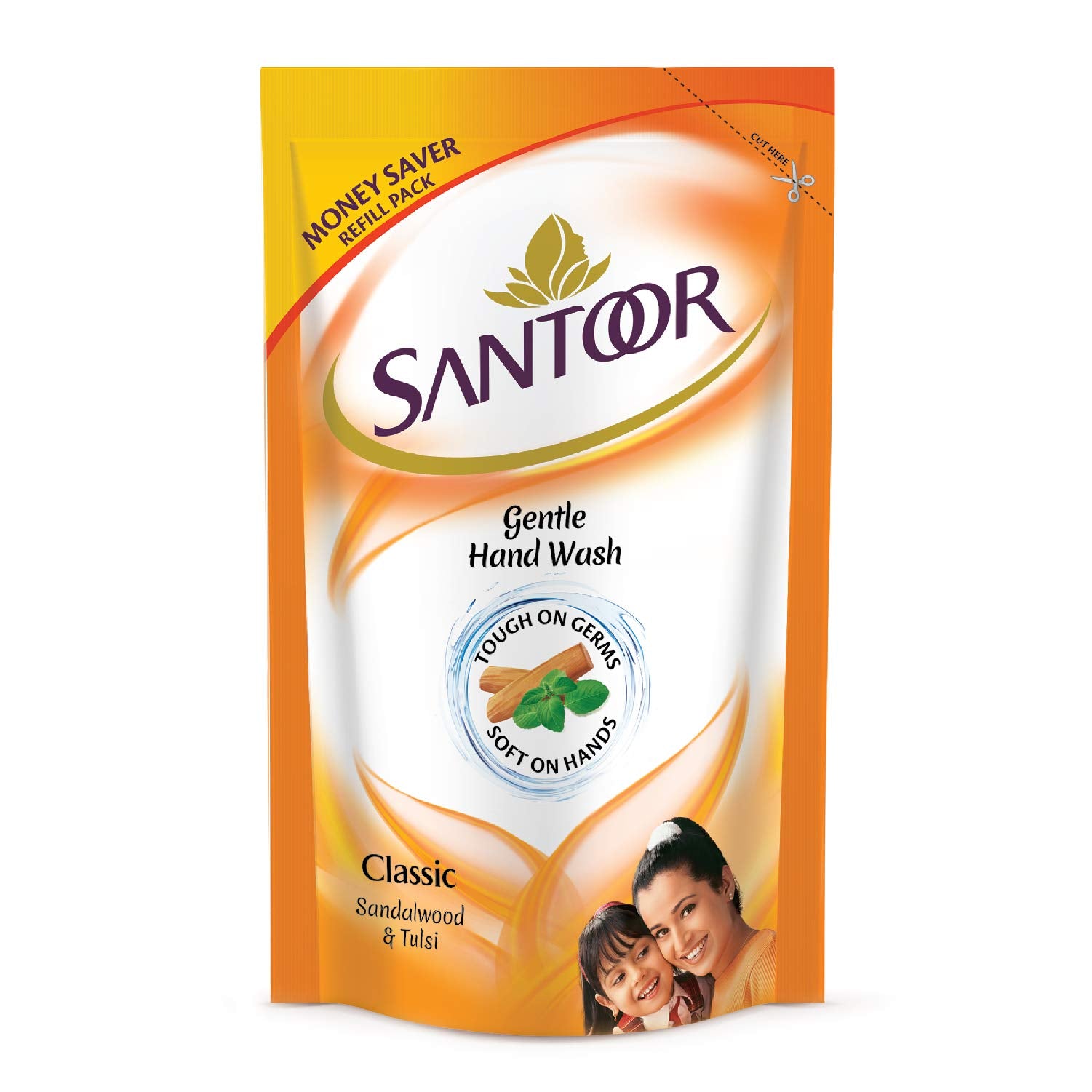 Santoor Classic Gentle Hand Wash, 180Ml With Natural Goodness Of Sandalwood & Tulsi