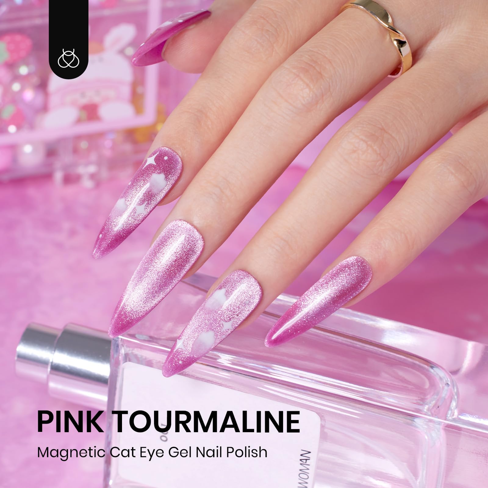 Beetles Cat Eye Gel Polish 15Ml Pink Cat Eye Gel Nail Polish With Magnet Pink Velvet Gel Nail Polish Silver Shimmer Soak Off Uv
