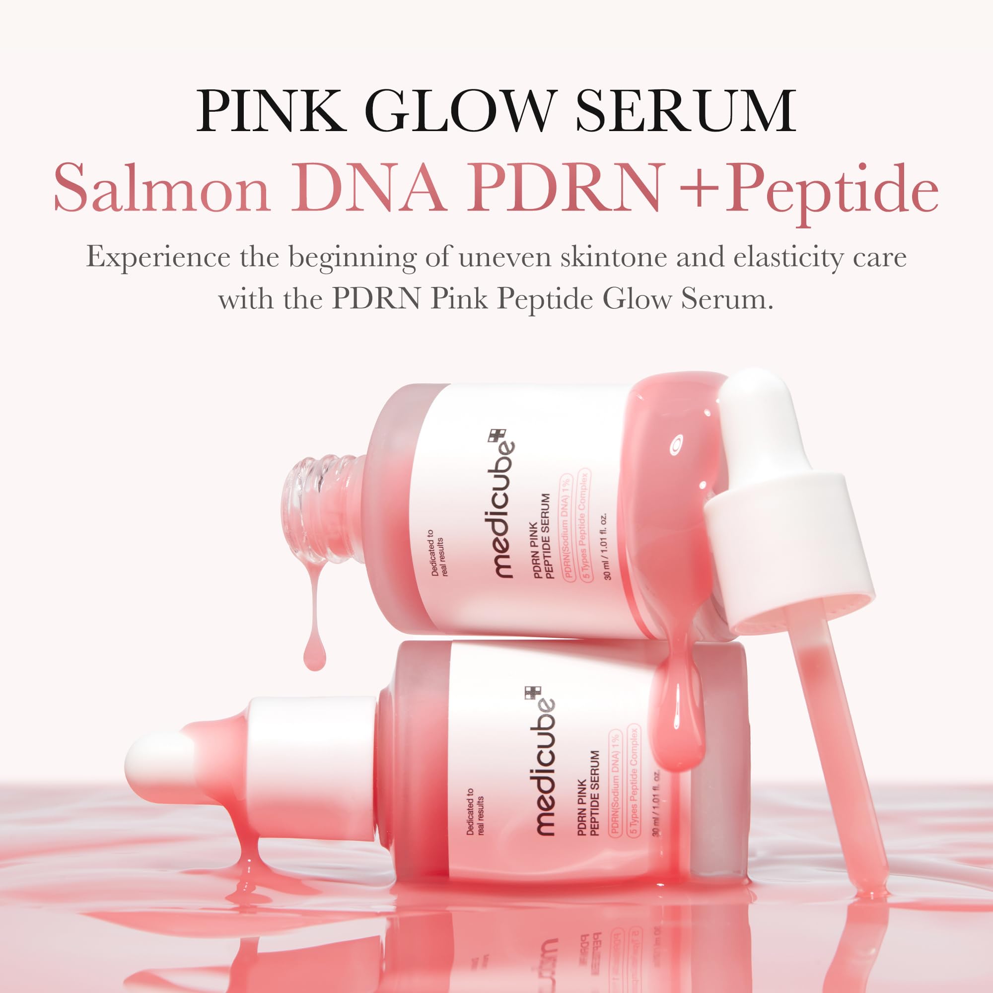 medicube Salmon DNA PDRN Pink Peptide Serum - Hydrating, Firming, Niacinamide - 1.01 fl. oz. Korean Skincare for Uneven Skin Tone