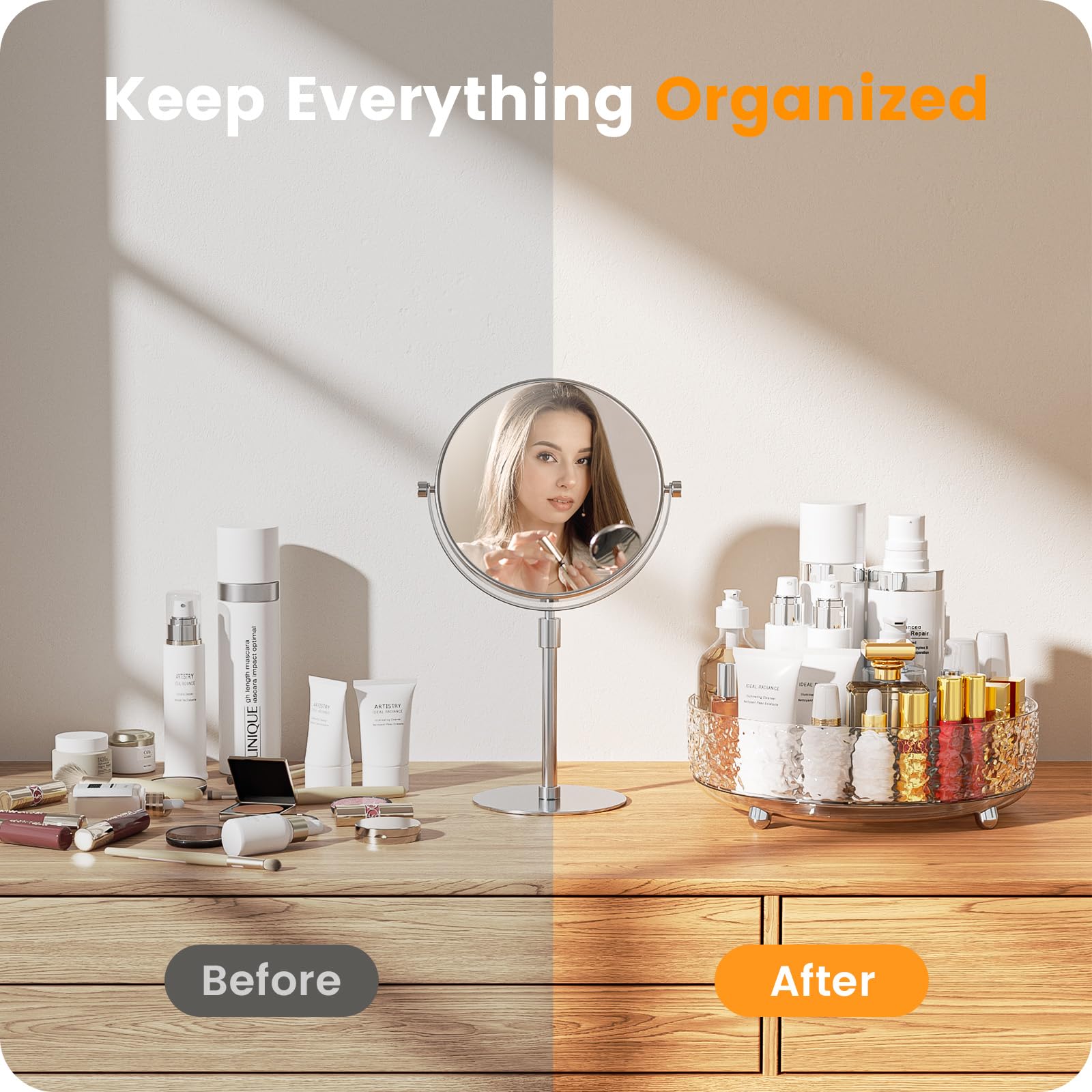 ?Water Ripple?A-Lugei 11'' Makeup Organizer Countertop,???????Rotating? Perfume Organizer, Bathroom Organizer And Storage, Skinc