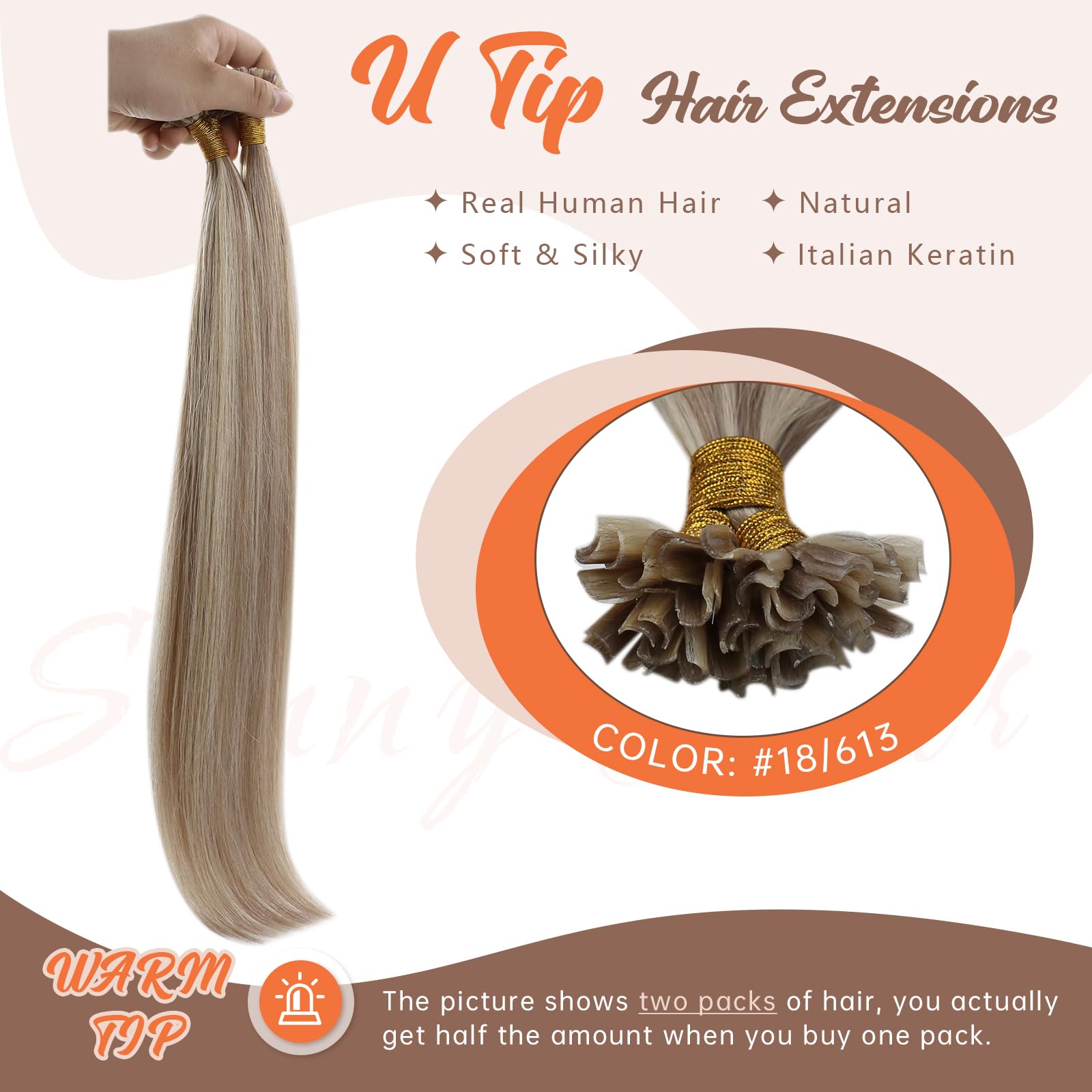 Sunny U Tip Hair Extensions Human Hair Ash Blonde Keratin Hair Extensions Highlights Ash Blonde With Bleach Blonde U Tips Human