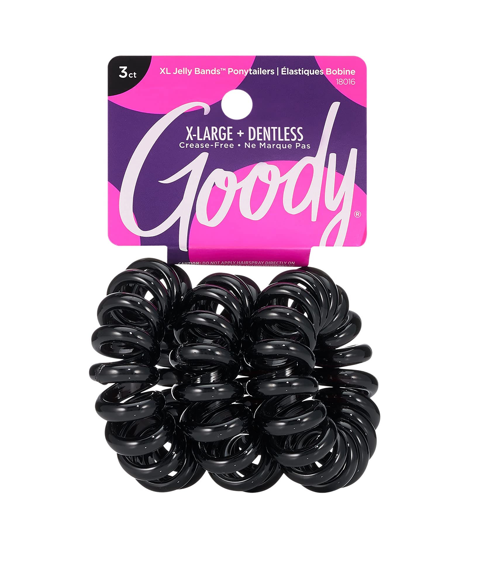 Goody Dentless Jelly Bands Elastic Thick Hair Coils, Black - Medium Hair To Thick Hair - Hair Accessories For Women And Girls, 3
