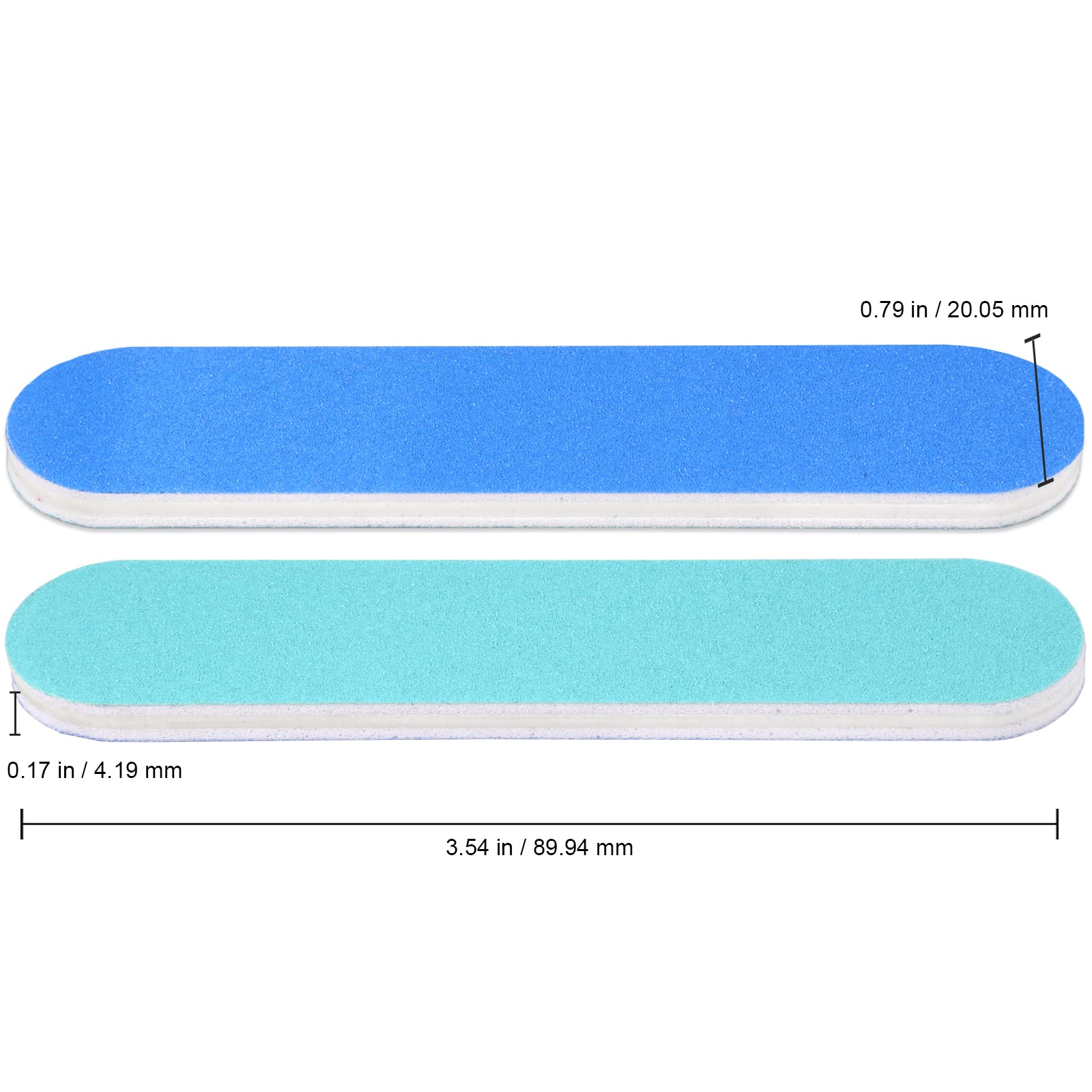 25Pcs - Pana Mini Double-Sided Emery Nail File For Manicure, Pedicure, Natural, And Acrylic Nails - Blue/Light Blue (Grit 180/18