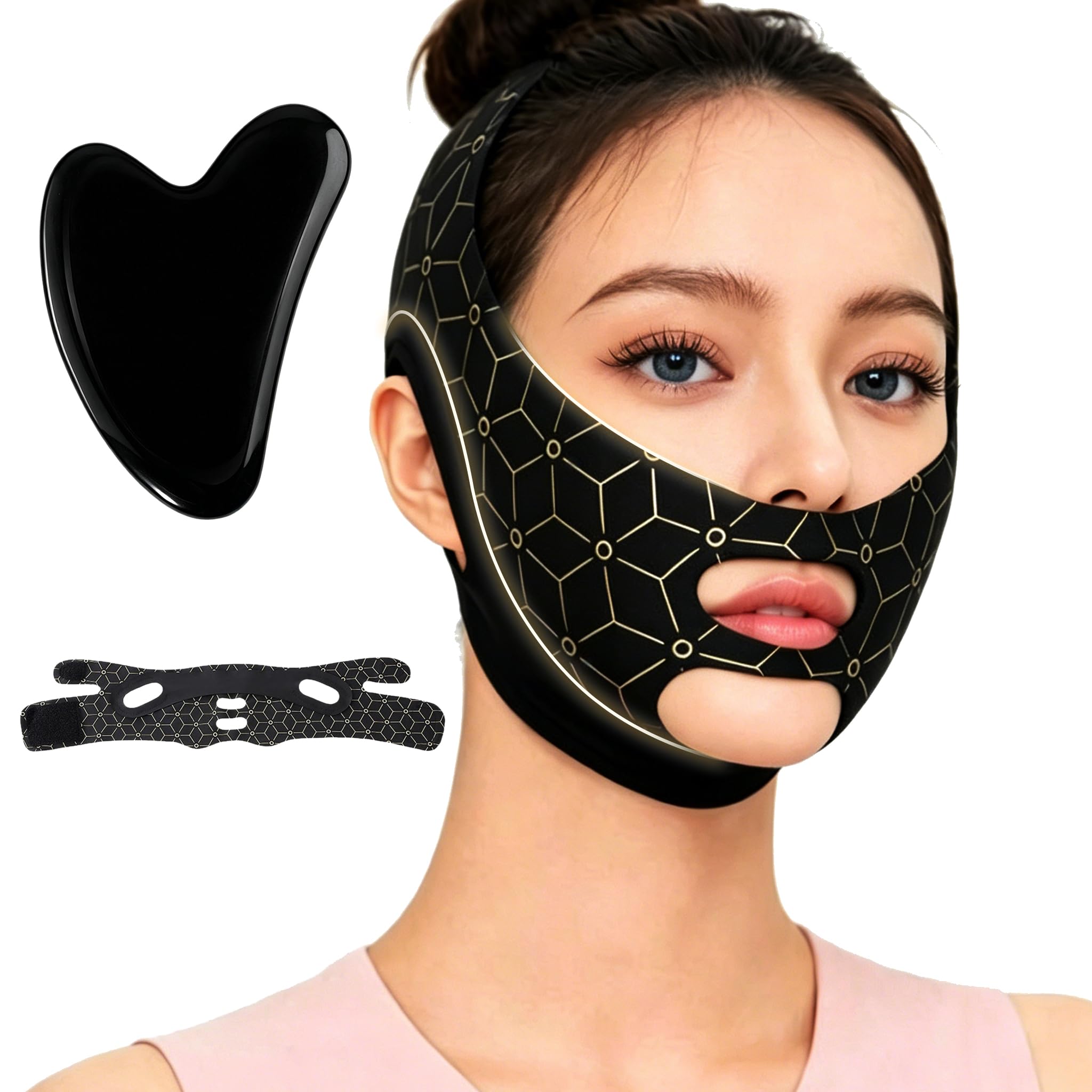 PasaRose V Line Chin Up Mask Set for Face, Jawline Shaper and Chin Strap for Sleeping, Skin Tightening Face Lift Mask with Gua S