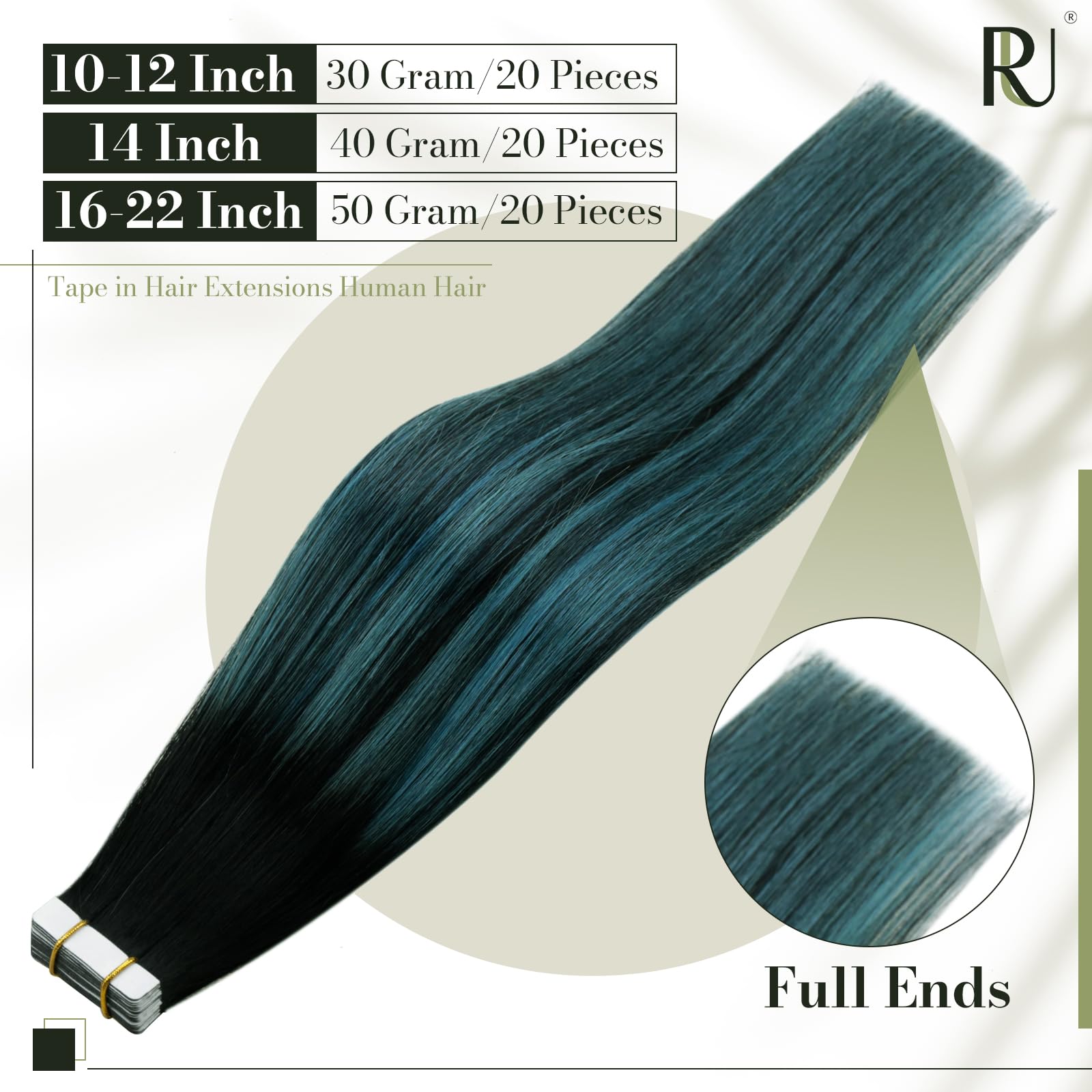Runature Black Ombre Tape In Hair Extensions Real Human Hair Tape In Extenions Short Natural Black To Blue Tape In Human Hair Ex