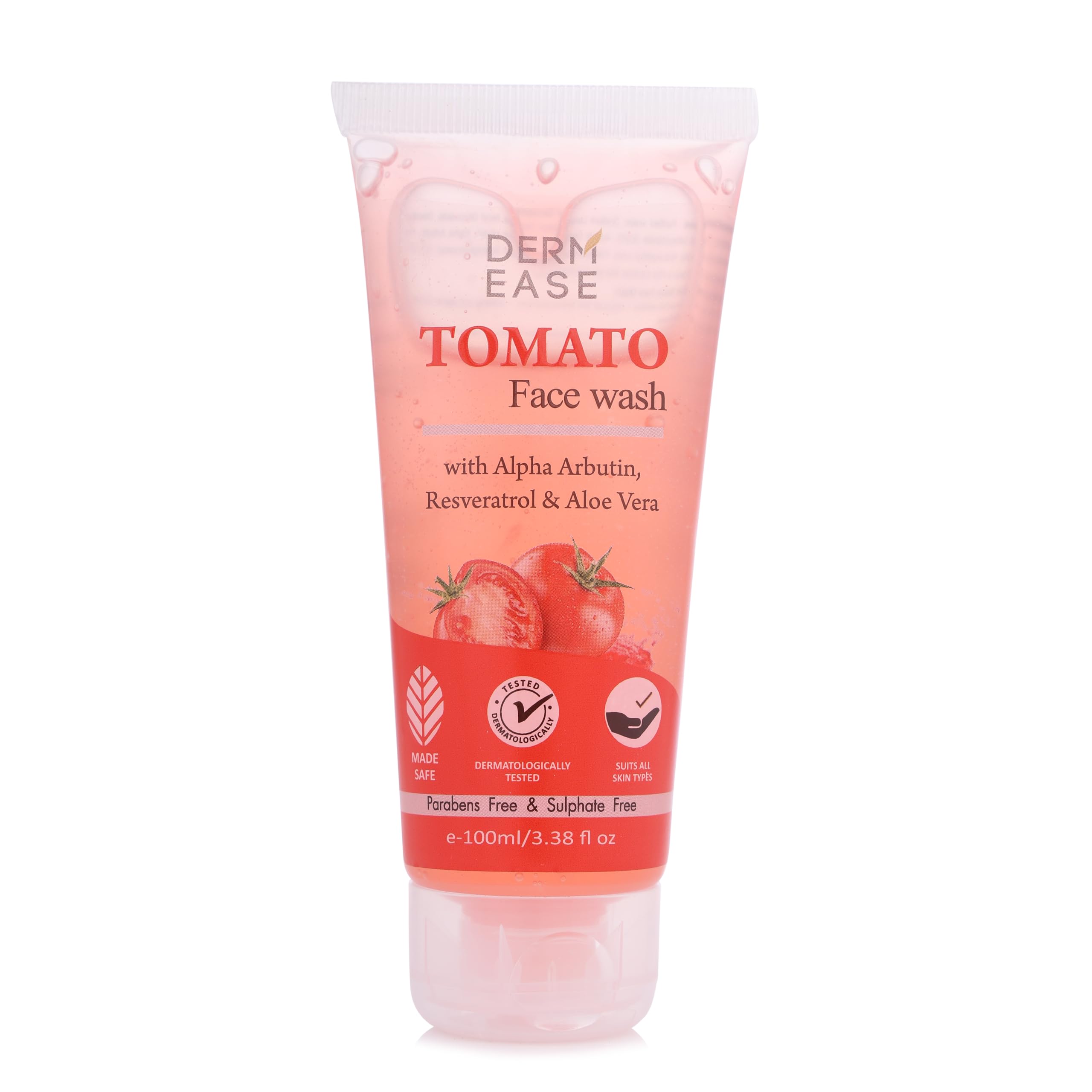 Derm Ease Tomato Face Wash 100Ml With Alfa Arbutin Resveratrol & Aloe Vera |Acne Control Face Wash For Men & Women |Sulphate & P