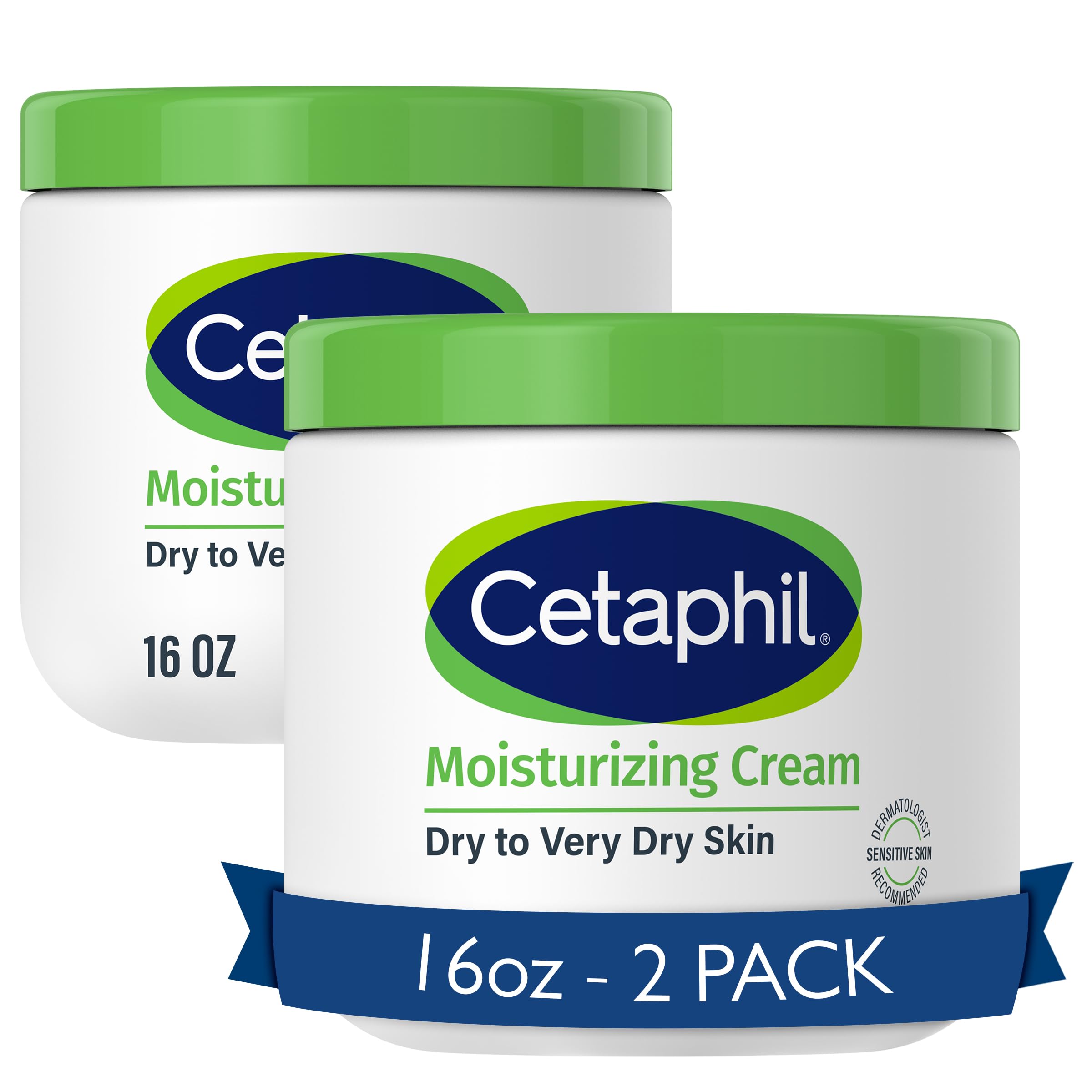 Cetaphil Face & Body Moisturizer, Hydrating Moisturizing Cream For Dry To Very Dry, Sensitive Skin, New 16 Oz 2 Pack, Fragrance