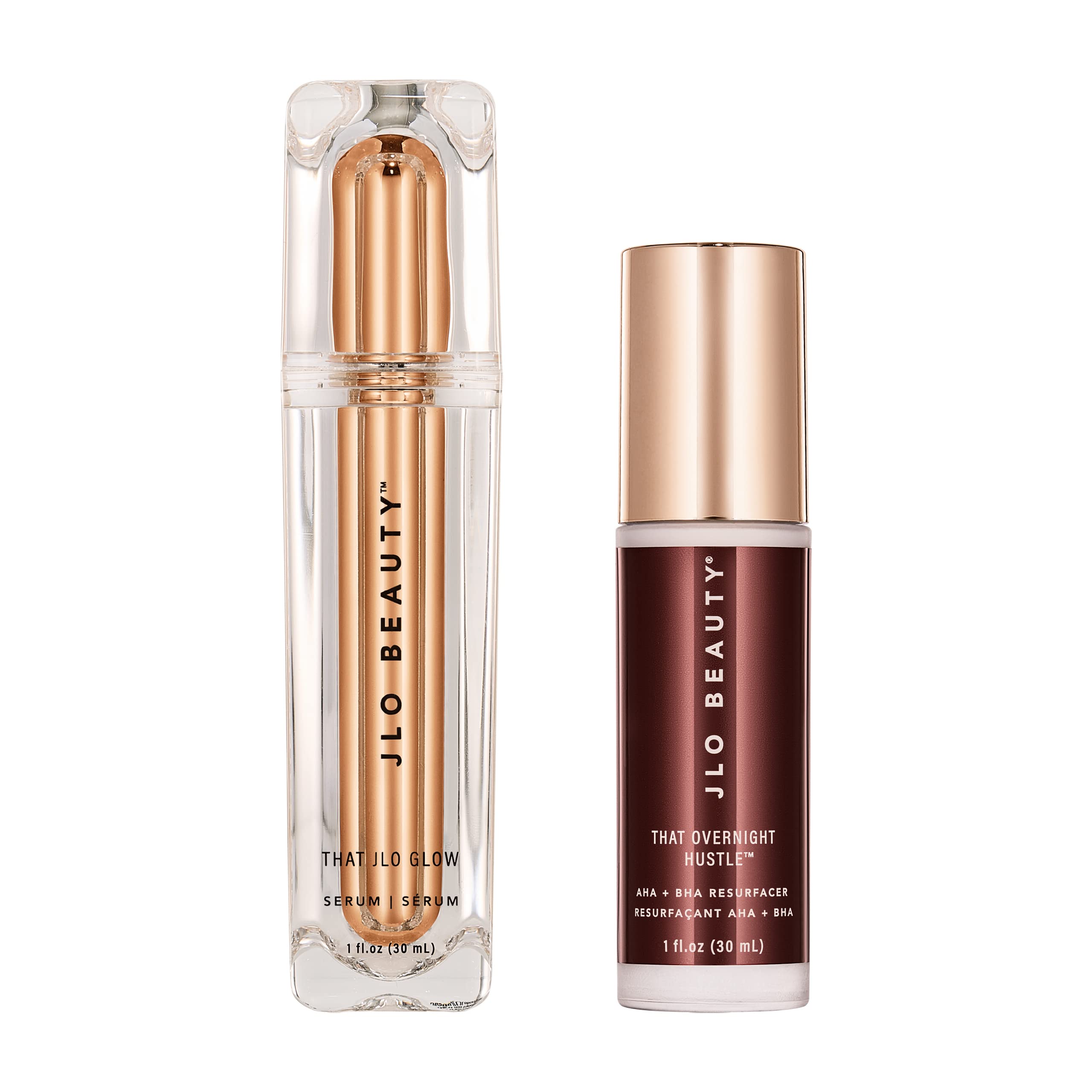 JLO BEAUTY That Day/Night Serum Duo | Includes 1 Oz That JLO Glow Serum & 1 Oz That Overnight Hustle AHA & BHA Resurfacer, Brigh