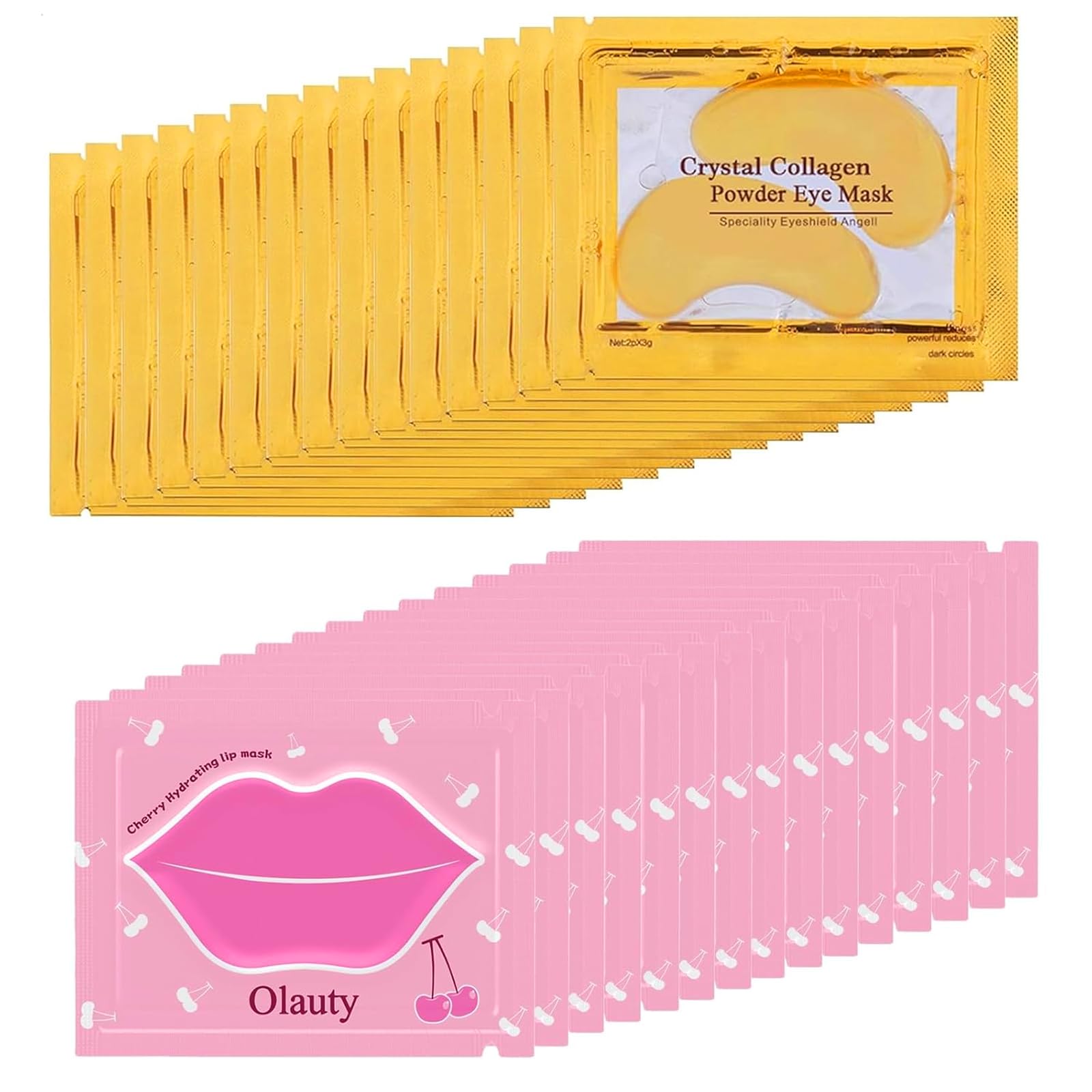 30 Pairs Lip Mask & Under Eye Mask, 24K Gold Gel Eye Masks,Collagen Moisturizing Lip Masks For Dry Lips,Eye Patches For Puffy Ey