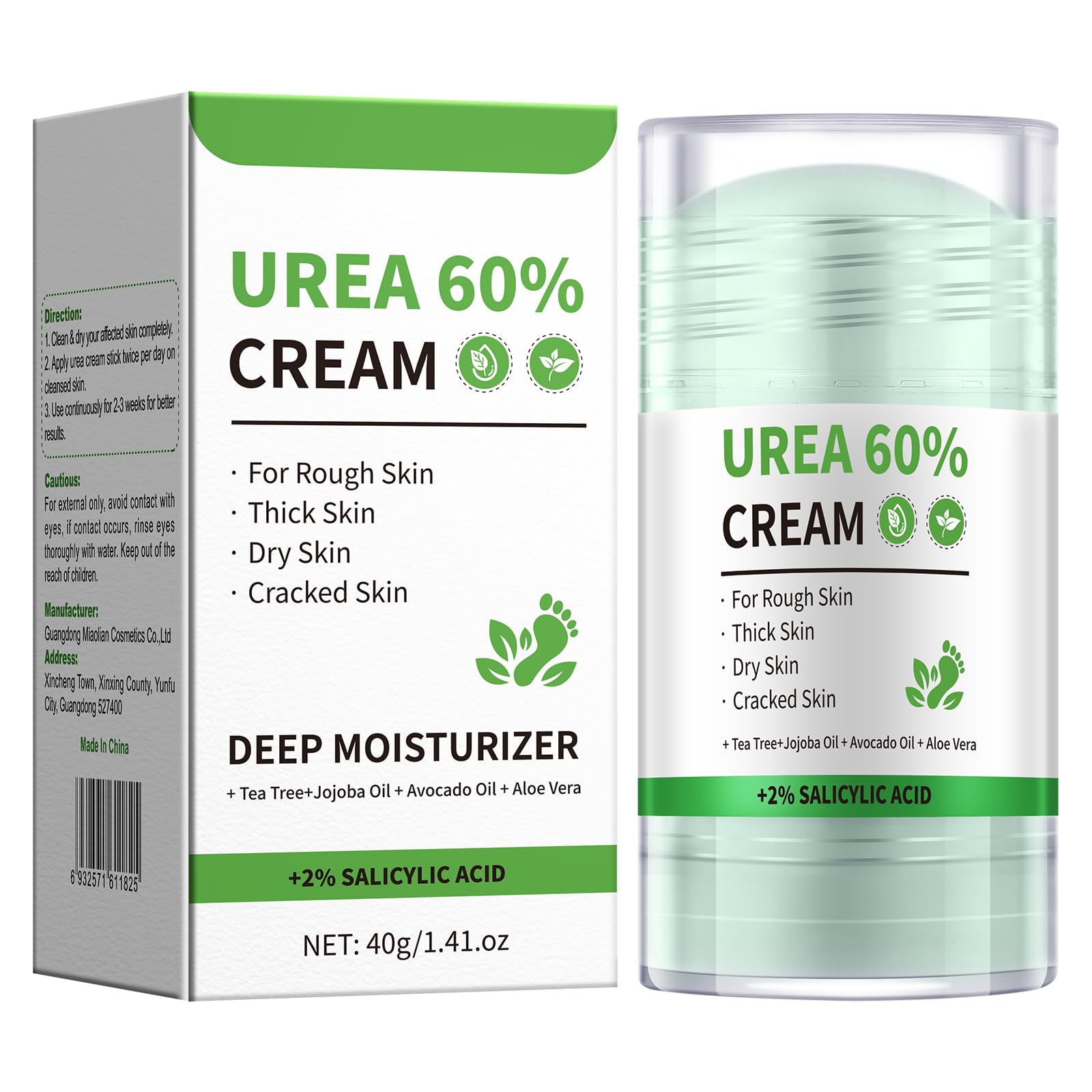 AOPEIBOTO Urea Cream 60 Percent for Feet Maximum Strength, Cracked Heel Stick, Urea Foot Cream for Very Dry Feet Knees Elbows Ha