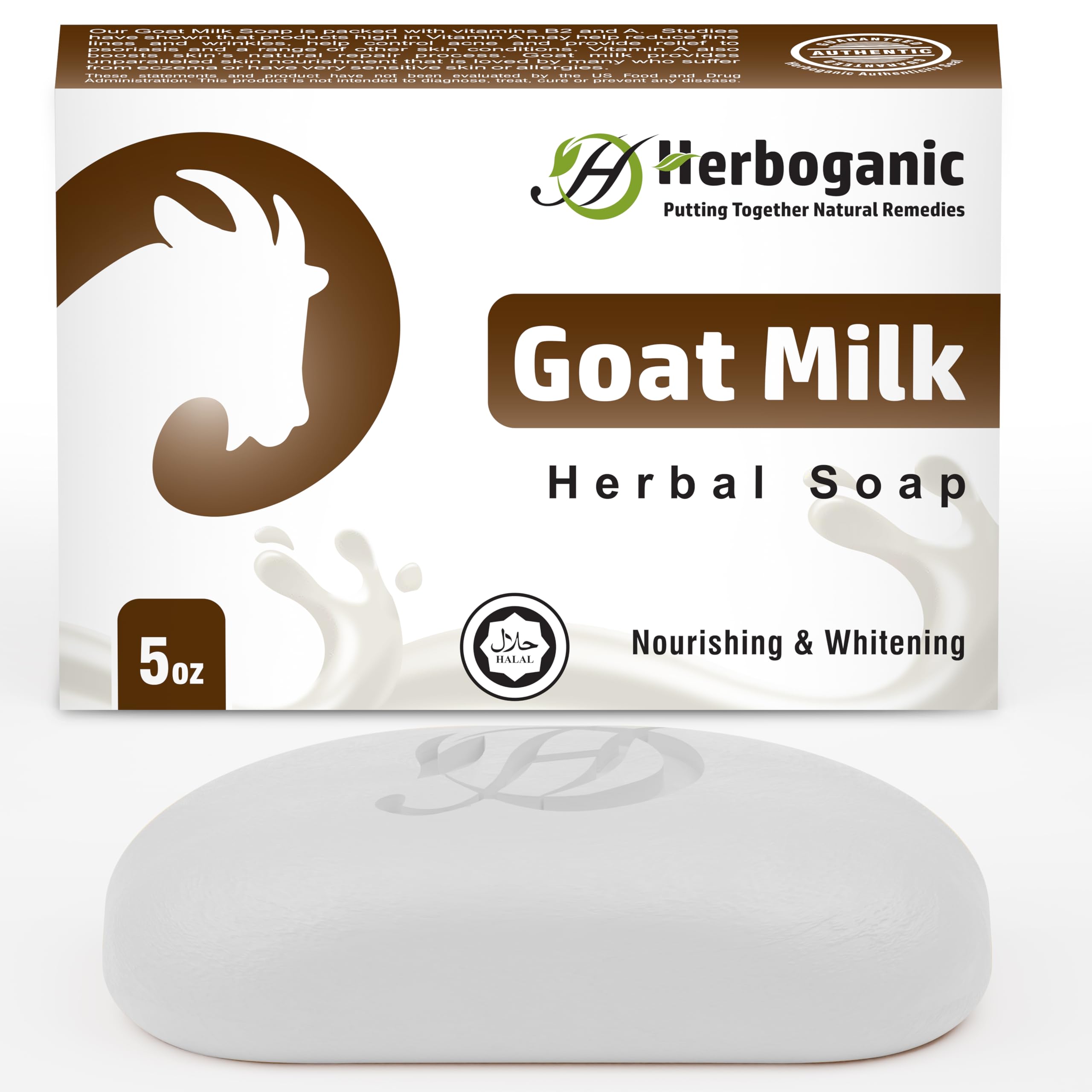 HERBOGANIC Goat Milk Herbal Soap | Pack of 1 of 5oz soap Bar | Natural Soap Bar| Rejuvenating and Nourishing | Gentle for Men an